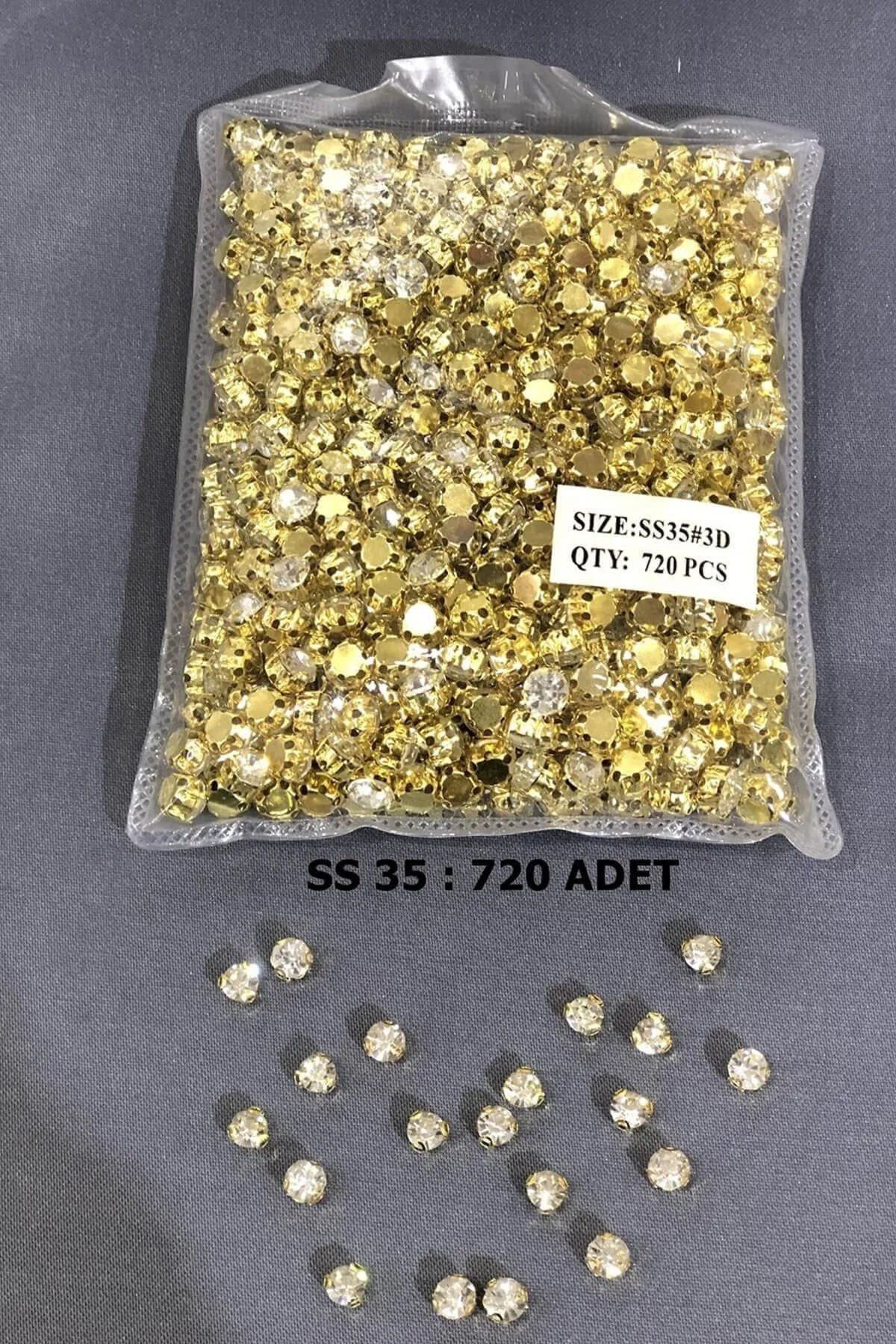 BEİLYS COSMETİCS & ACCESSORY Sarı Metal Kasalı Dikme Beyoğlu Taşı (1 Paket) Ss 35 720 Adet