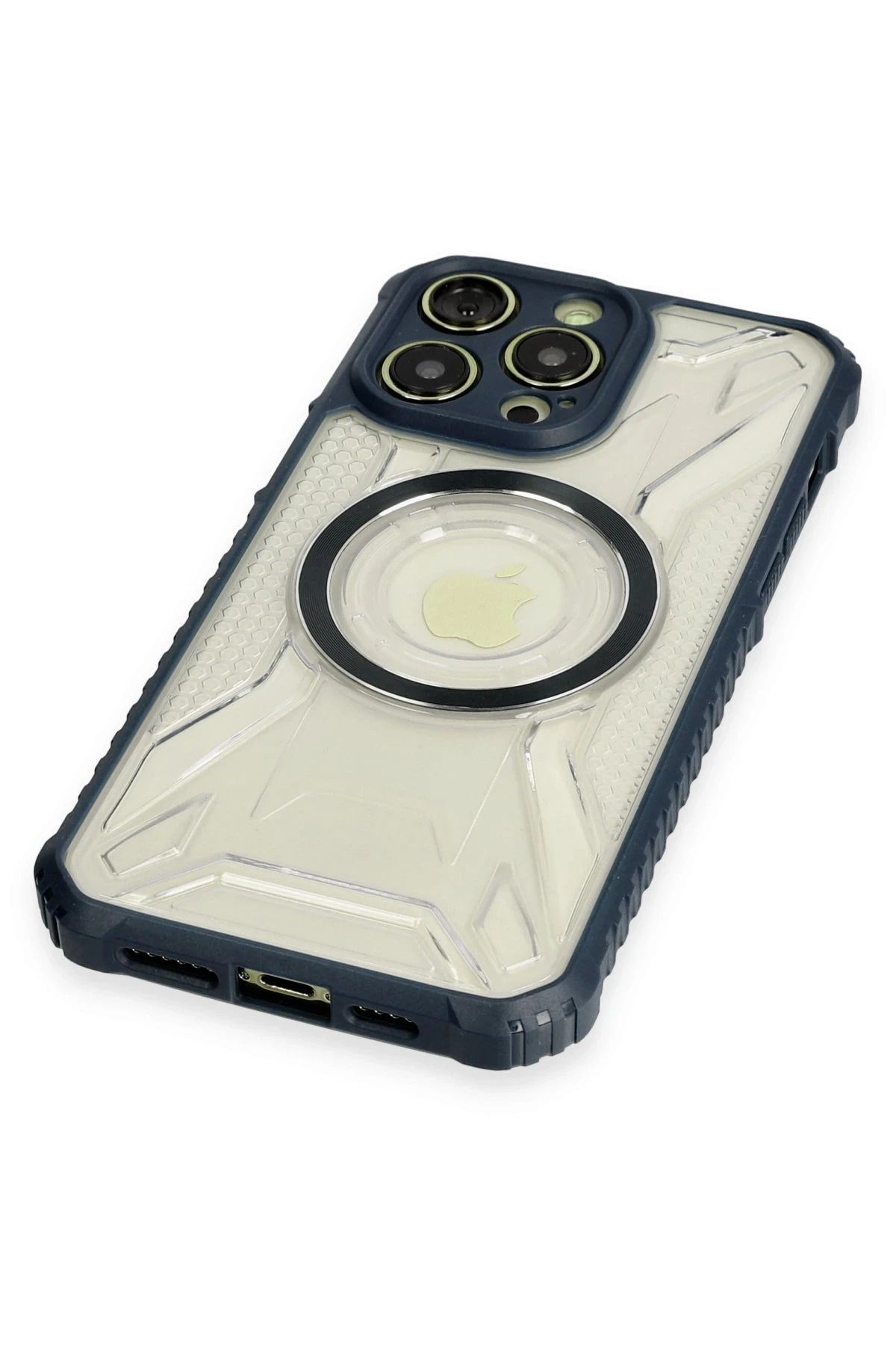 NewFace iPhone 12 Pro Kılıf Prag Magneticsafe Kapak - Lacivert GLSTD