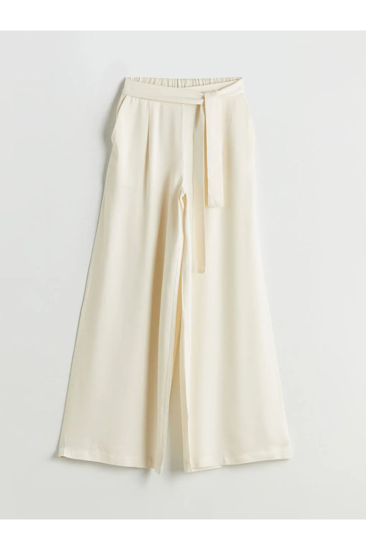 LC Waikiki LCW Modest Ekru Beli Lastikli Geniş Paça Kadın Pantolon