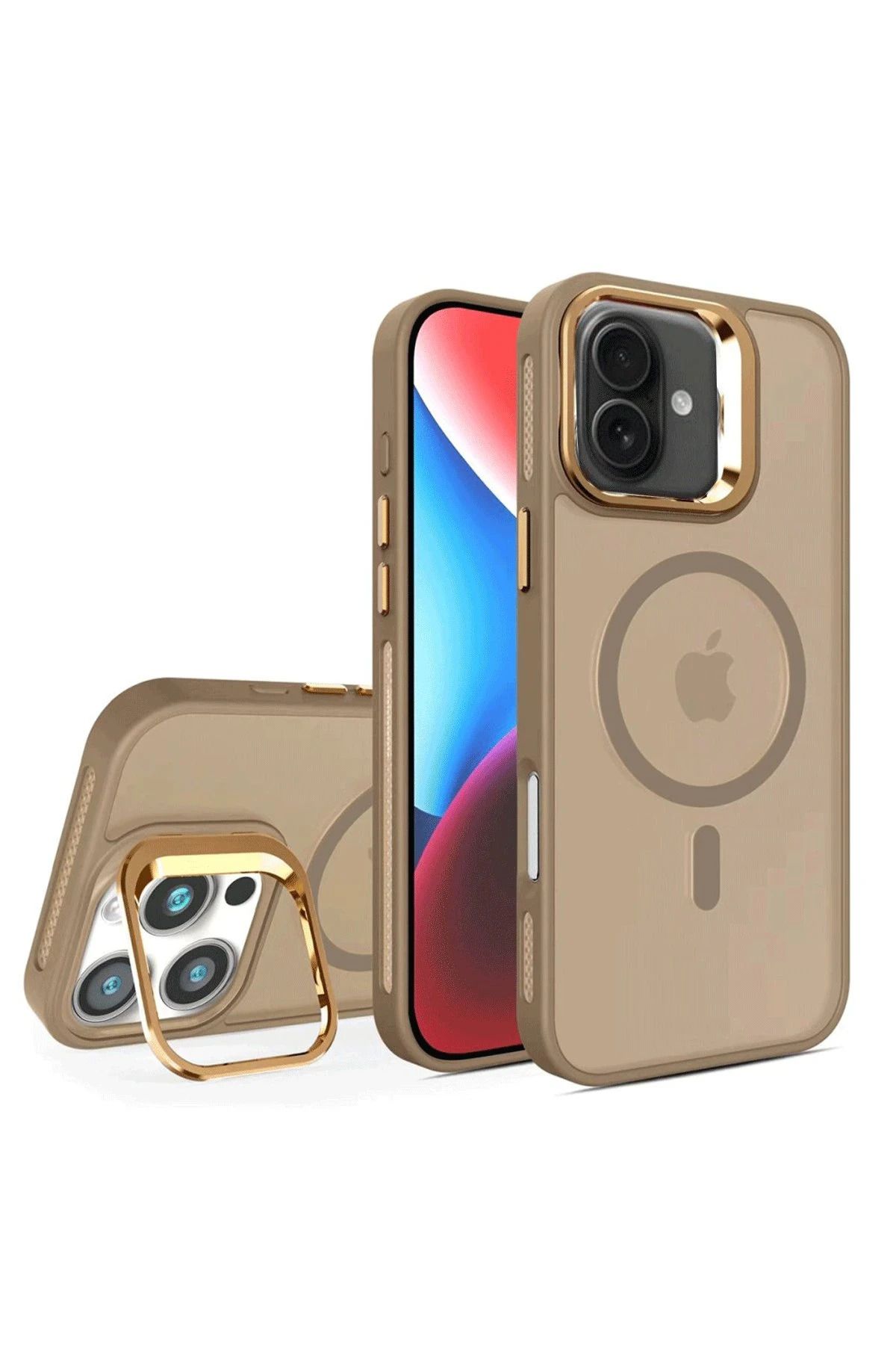 Joko iPhone 16 Flet Lens Magsafe Kapak - Gold GLSTD