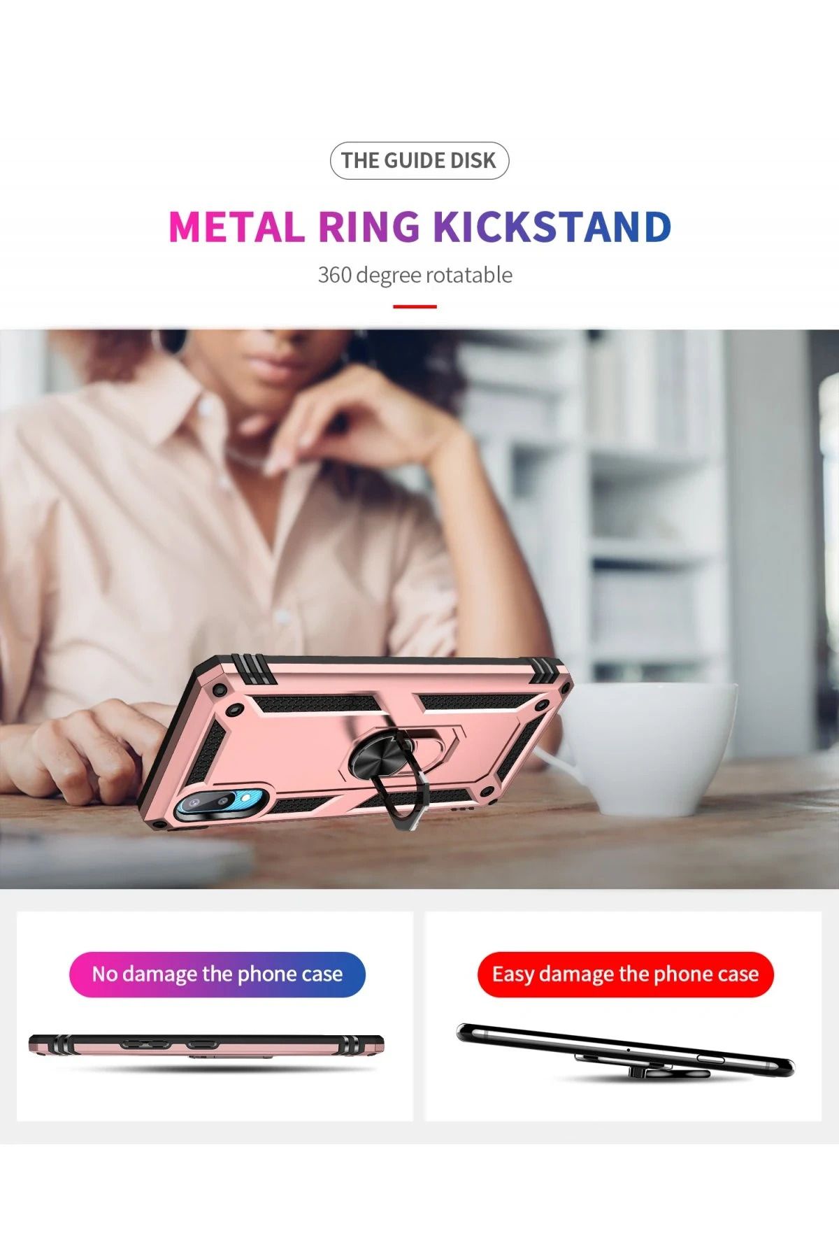 NewFace Samsung Galaxy A02 Kılıf Sofya Yüzüklü Silikon Kapak - Rose NRMSA