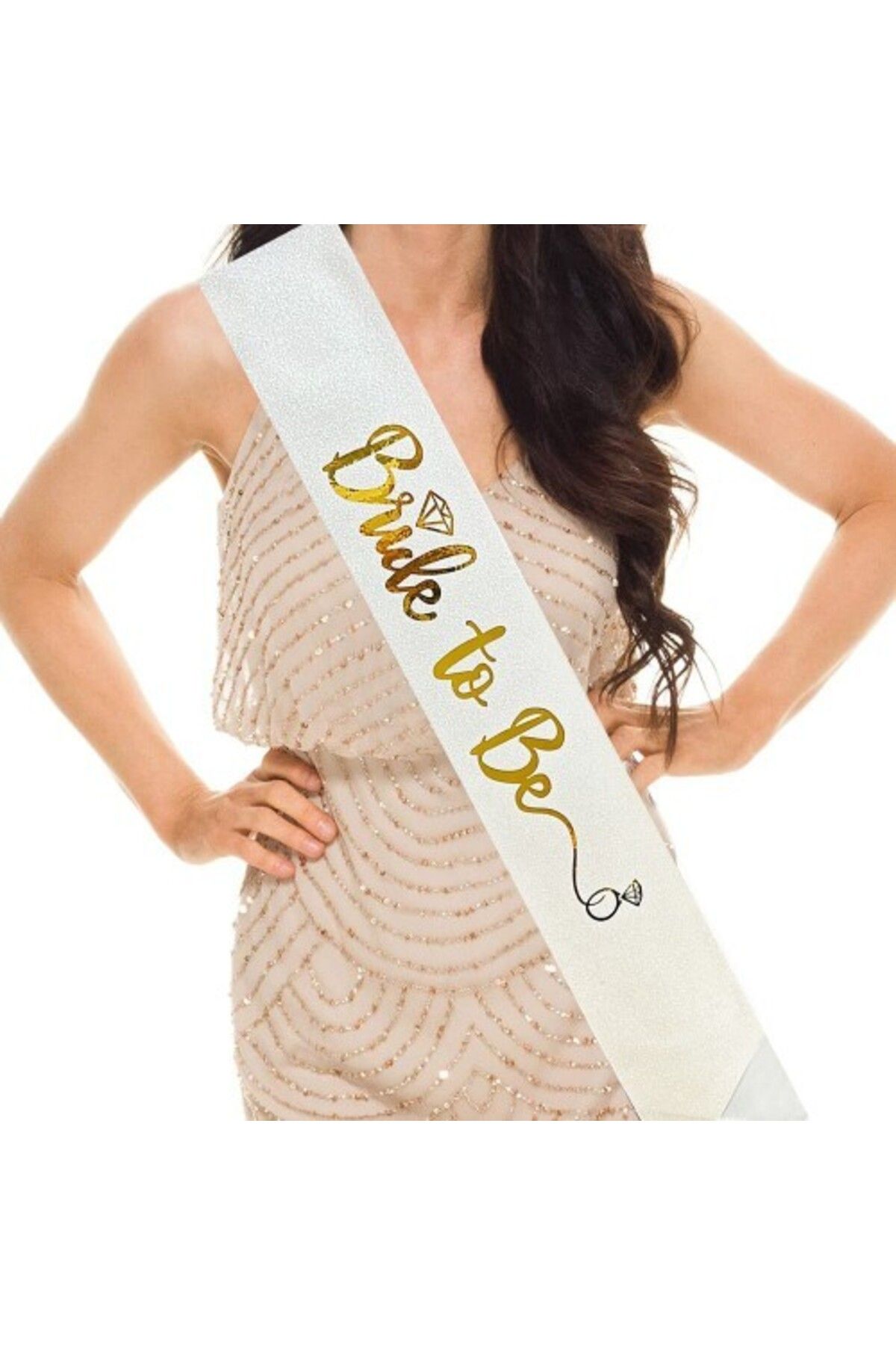 Otocub Altın Bride To Be Yazılı Beyaz Kuşak
