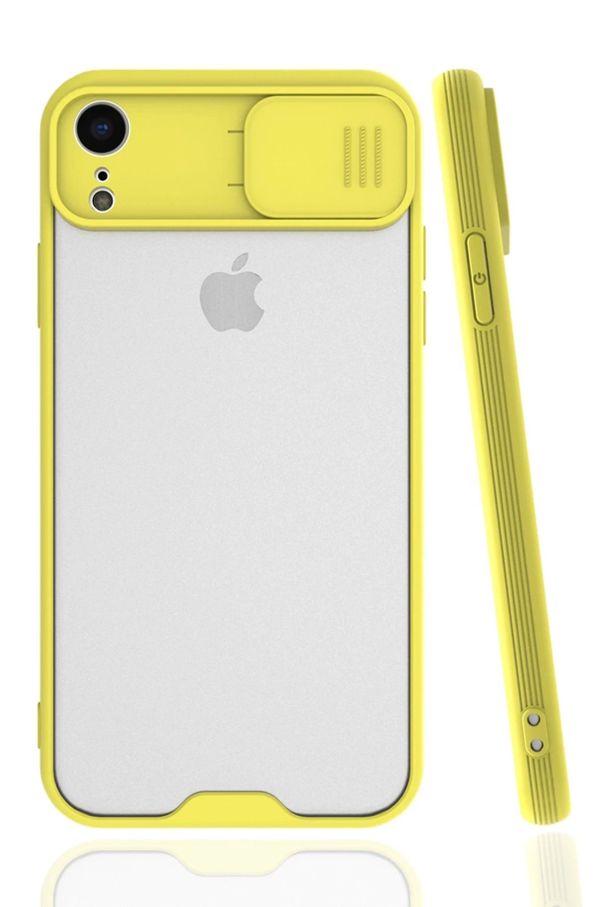 NewFace iPhone XR Kılıf Platin Kamera Koruma Silikon - Sarı GLSTD