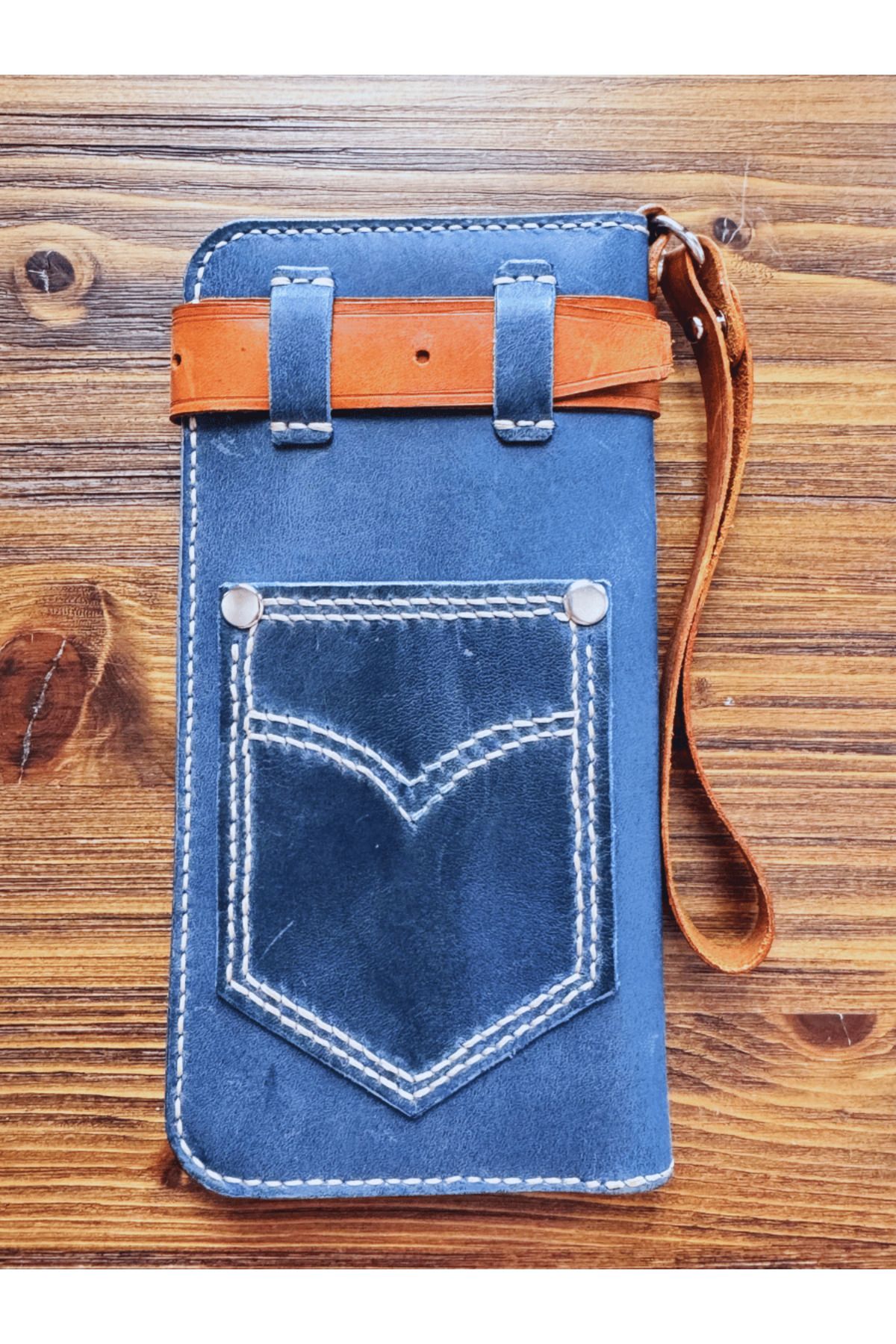 Nua Bags Hakiki Deriden El Yapımı Unisex İnce Uzun Cüzdan | KOT Stil Cüzdan (20 cm x 10 cm)