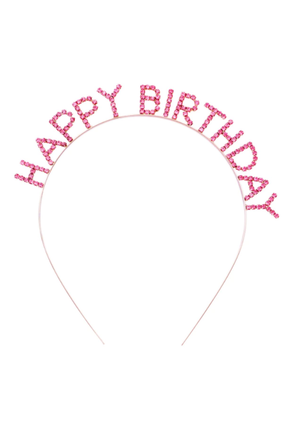 Otocub Pembe Kristal Taşlı Gold Happy Birthday Taçı