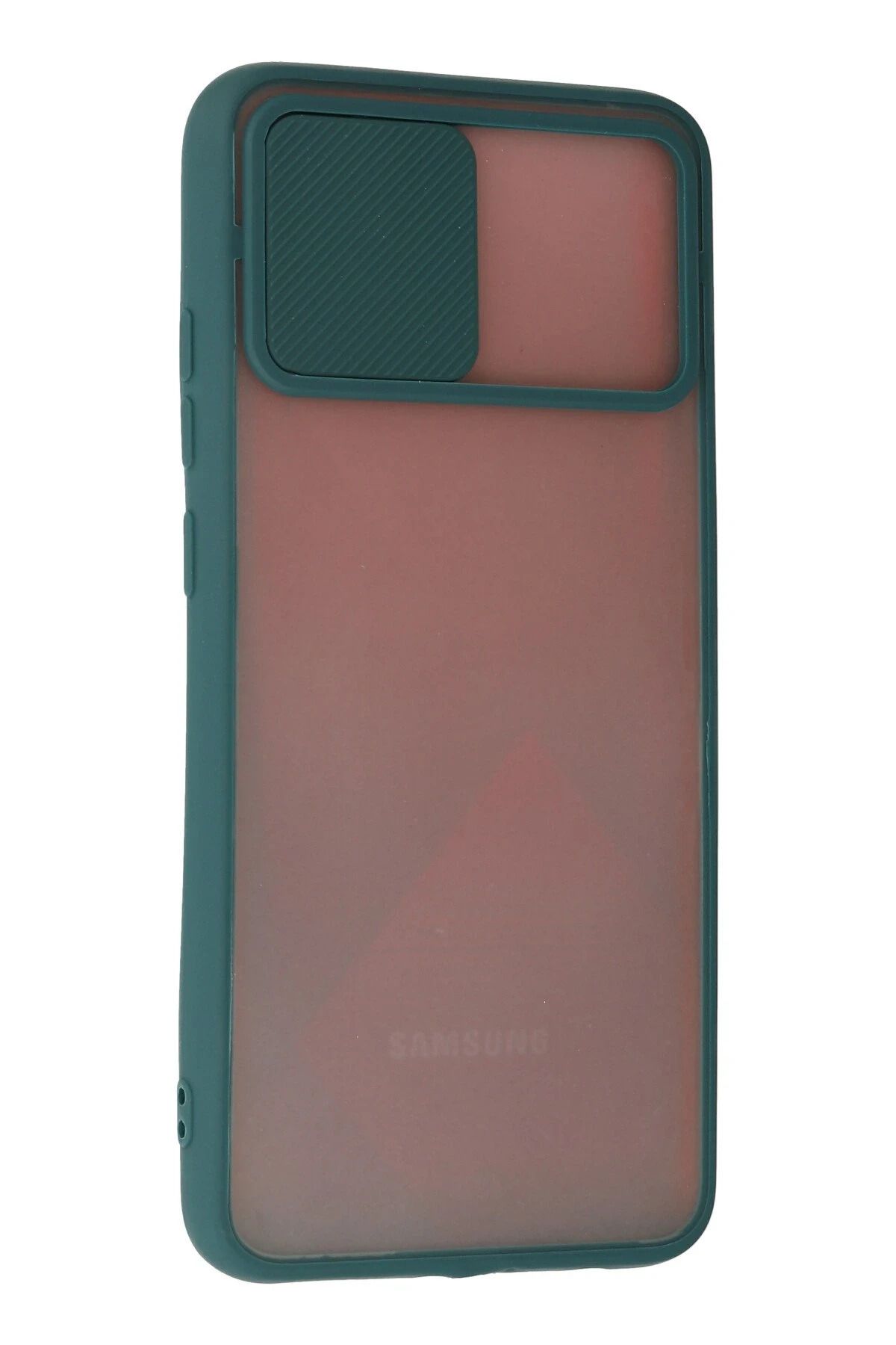 NewFace Samsung Galaxy A03S Kılıf Palm Buzlu Kamera Sürgülü Silikon - Yeşil GLSTD