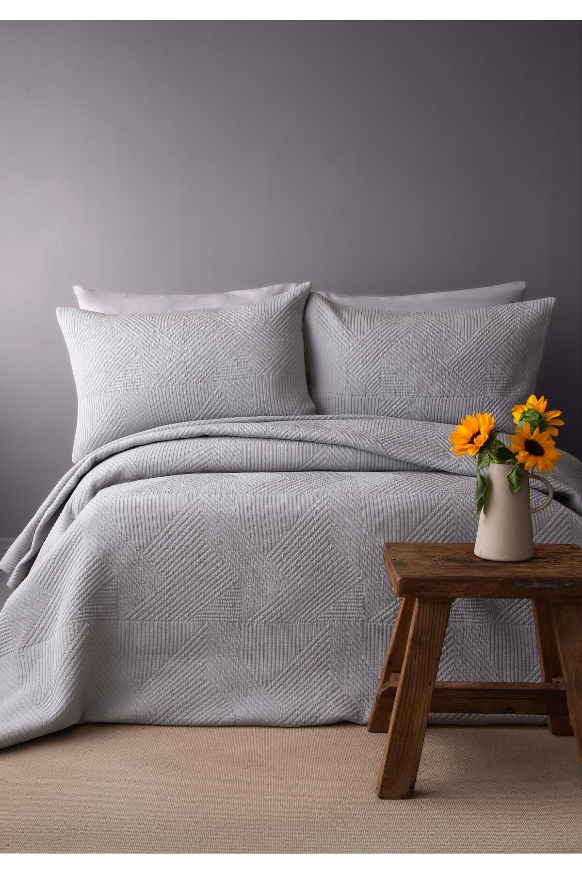 APRICITAS ÇİFT KİŞİLİK YATAK ÖRTÜSÜ SET SAVOY GRI - YATAK ORTUSU SET