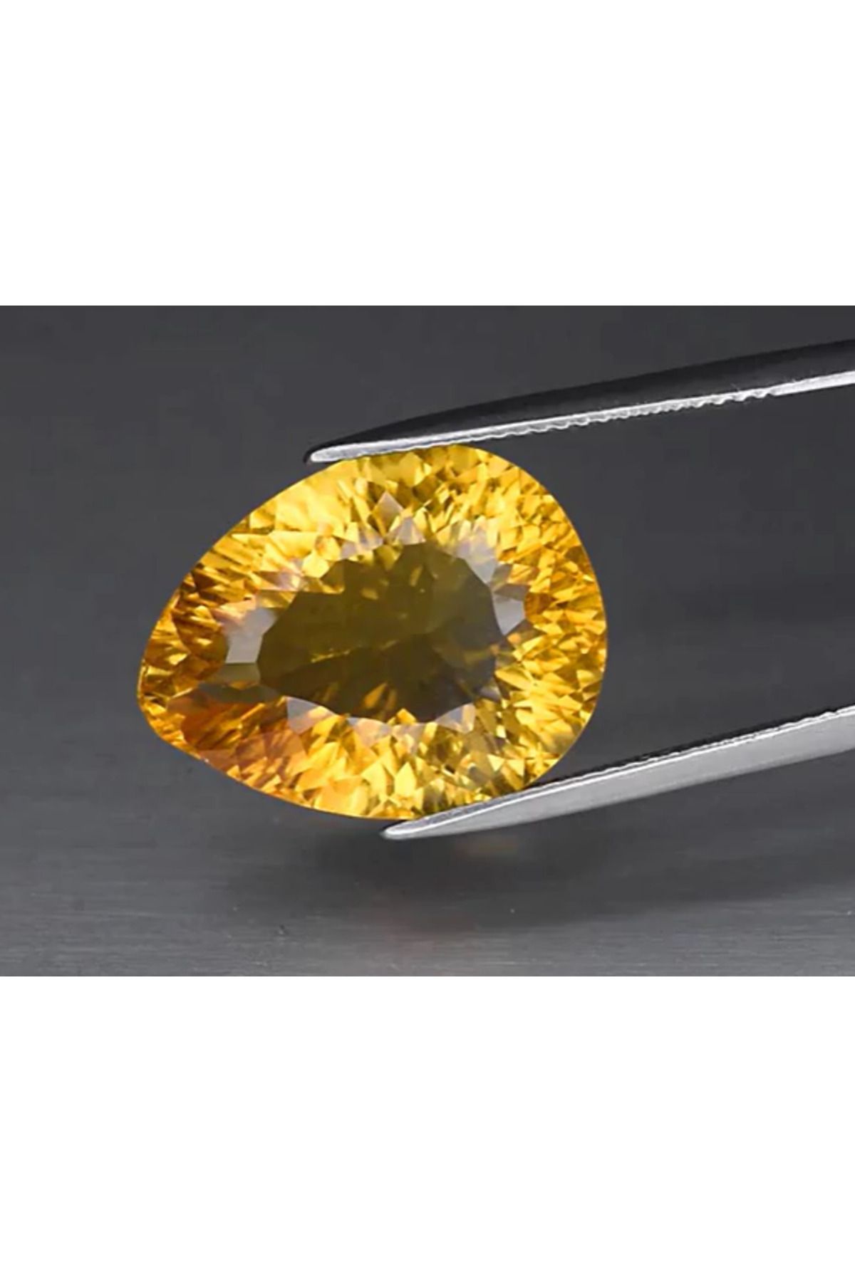 Aries 15.27ct 19x15mm VVS Pear Concave Natural Yellow Citrine, Brazil