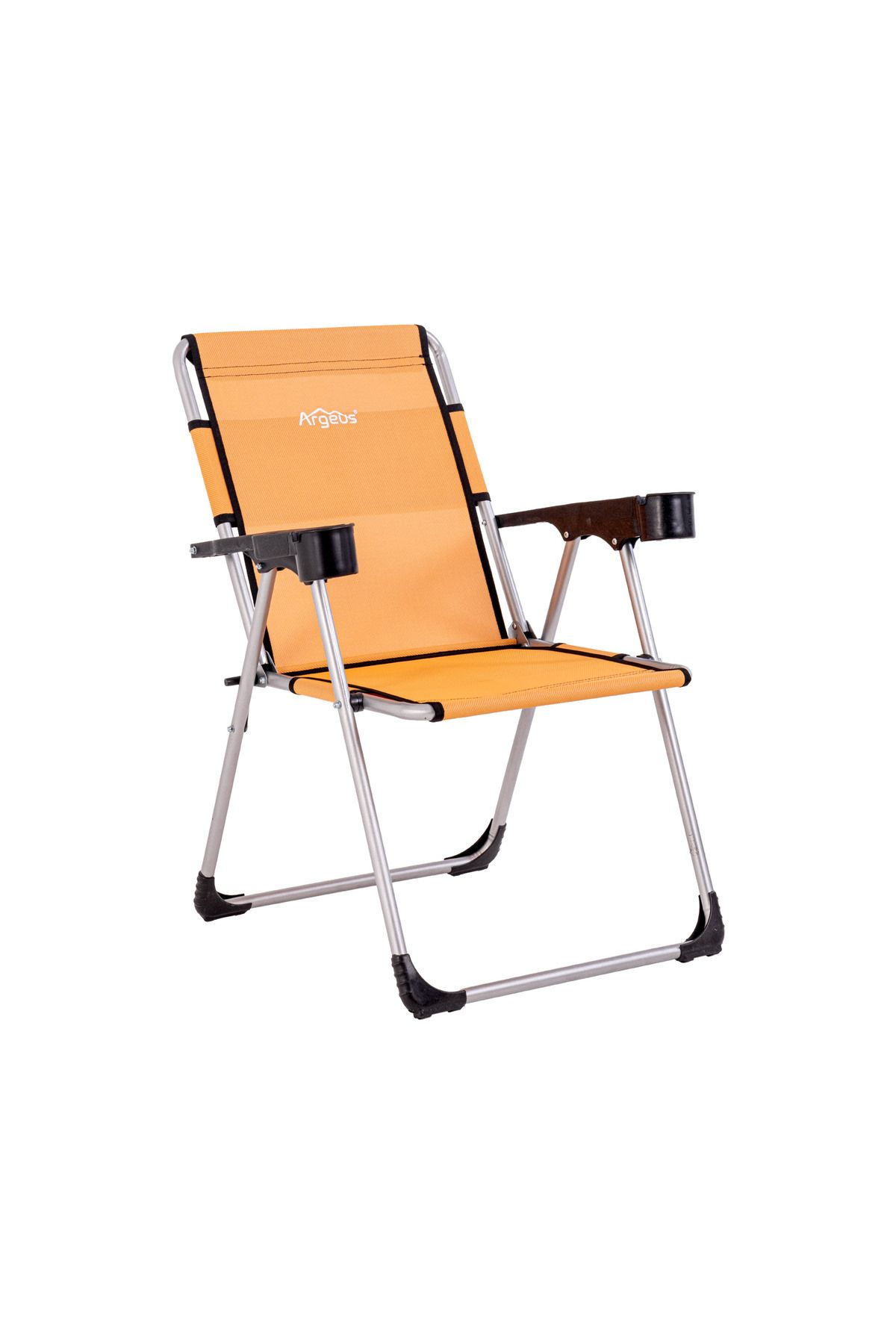 ARGEUS Katlanabilir Piknik ve Kamp Sandalyesi - Bardaklıklı - Rock - Portakal ( A-11)- 140KG Taşıma