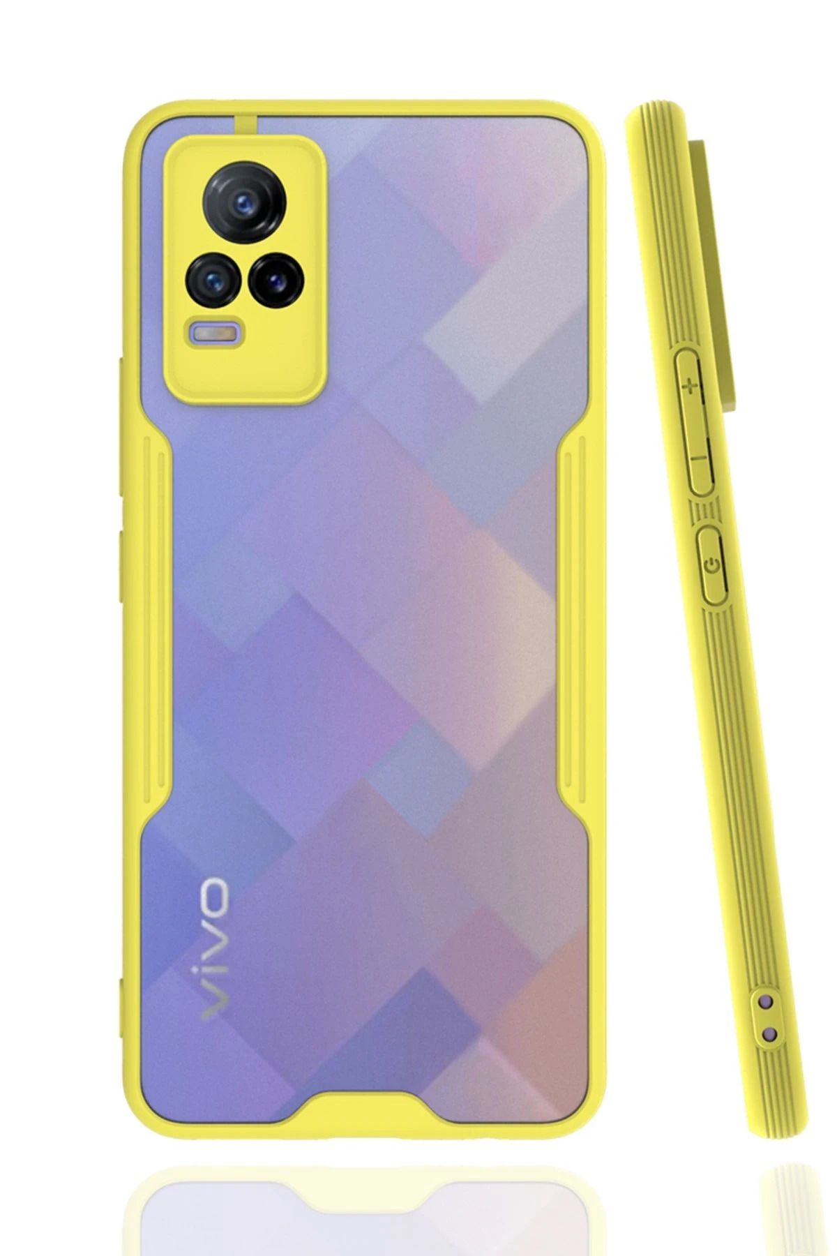 NewFace Vivo V21e Kılıf Platin Silikon - Sarı GLSTD