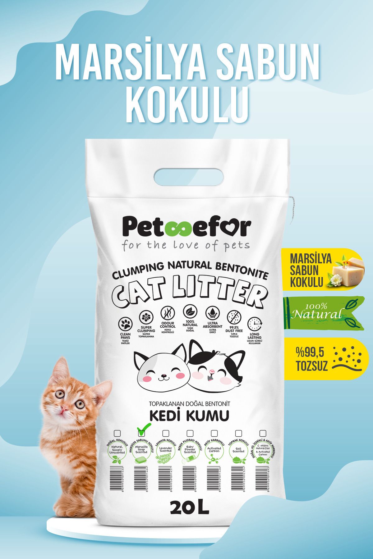Petefor 20 LT Marsilya Sabunlu Kedi Kumu
