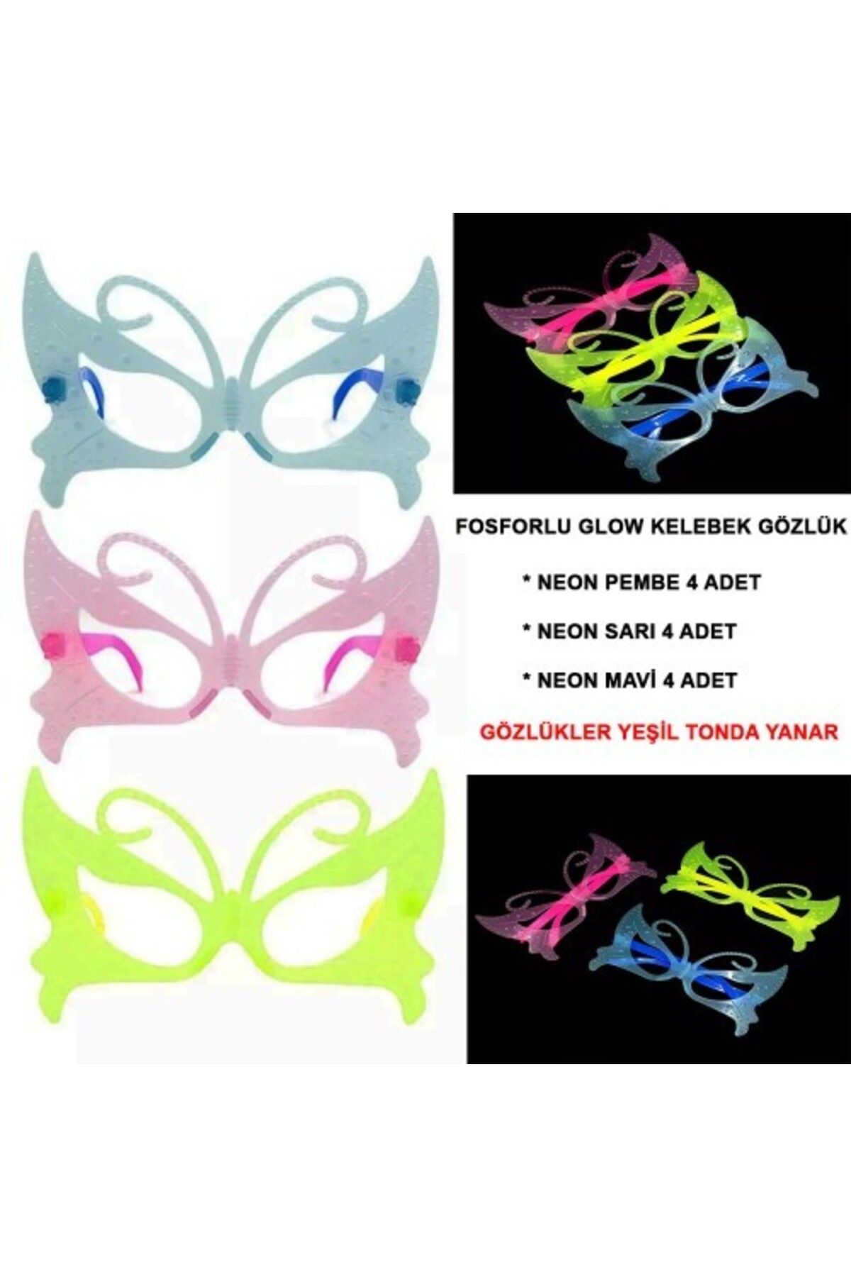 Otocub Fosforlu Neon Parti Gözlüğü Seti 12 Adet