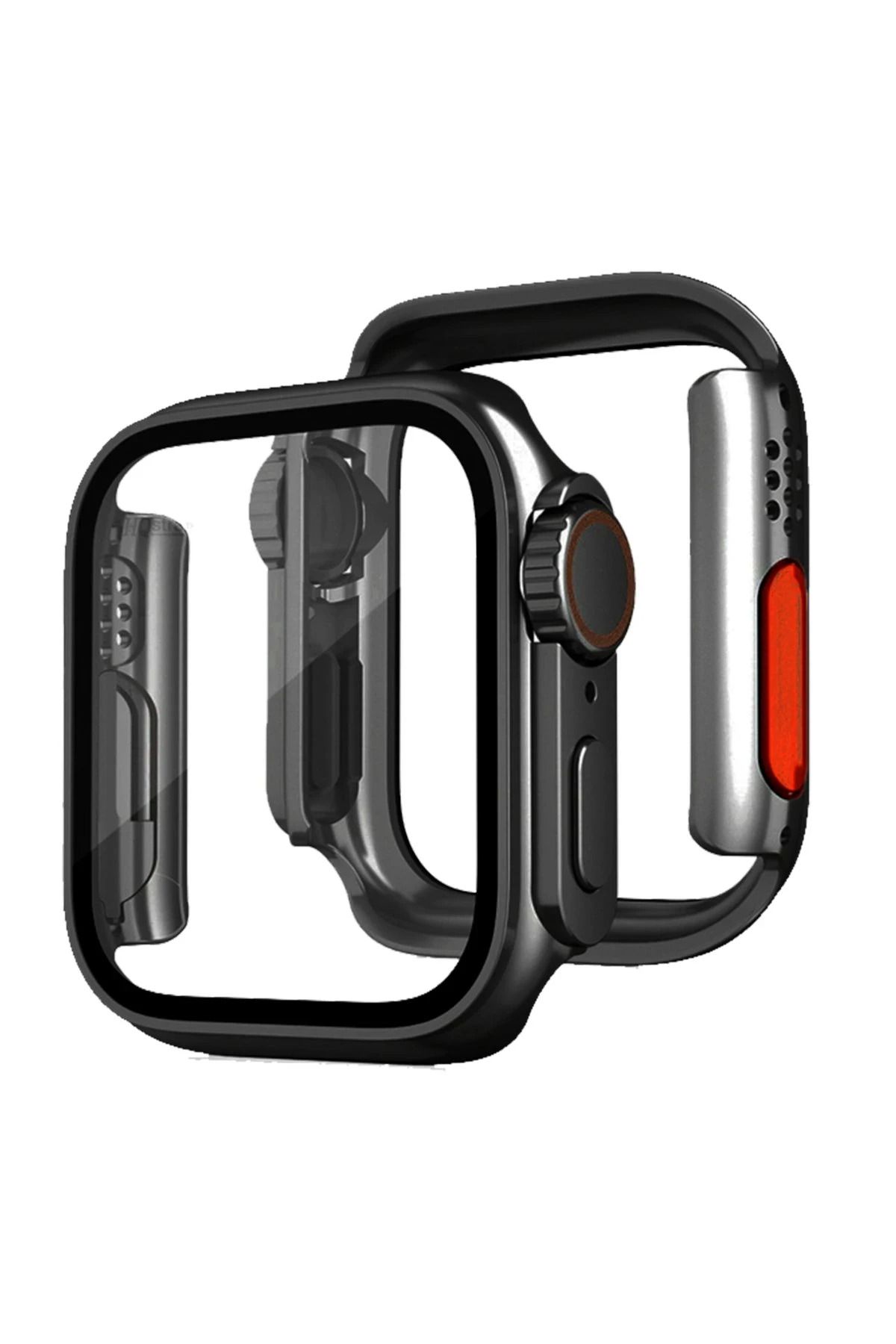 NewFace Apple Watch 45mm Watch 49mm Kasa Dönüştürücü ve Ekran Koruyucu - Siyah GLSTD