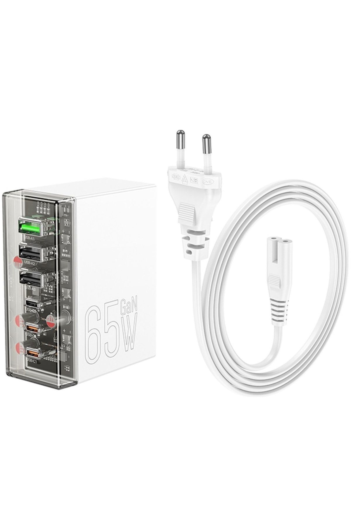 Hoco N36 PD65W Type-C + USB-A 6 Girişli Masaüstü Şarj İstasyonu (Beyaz)