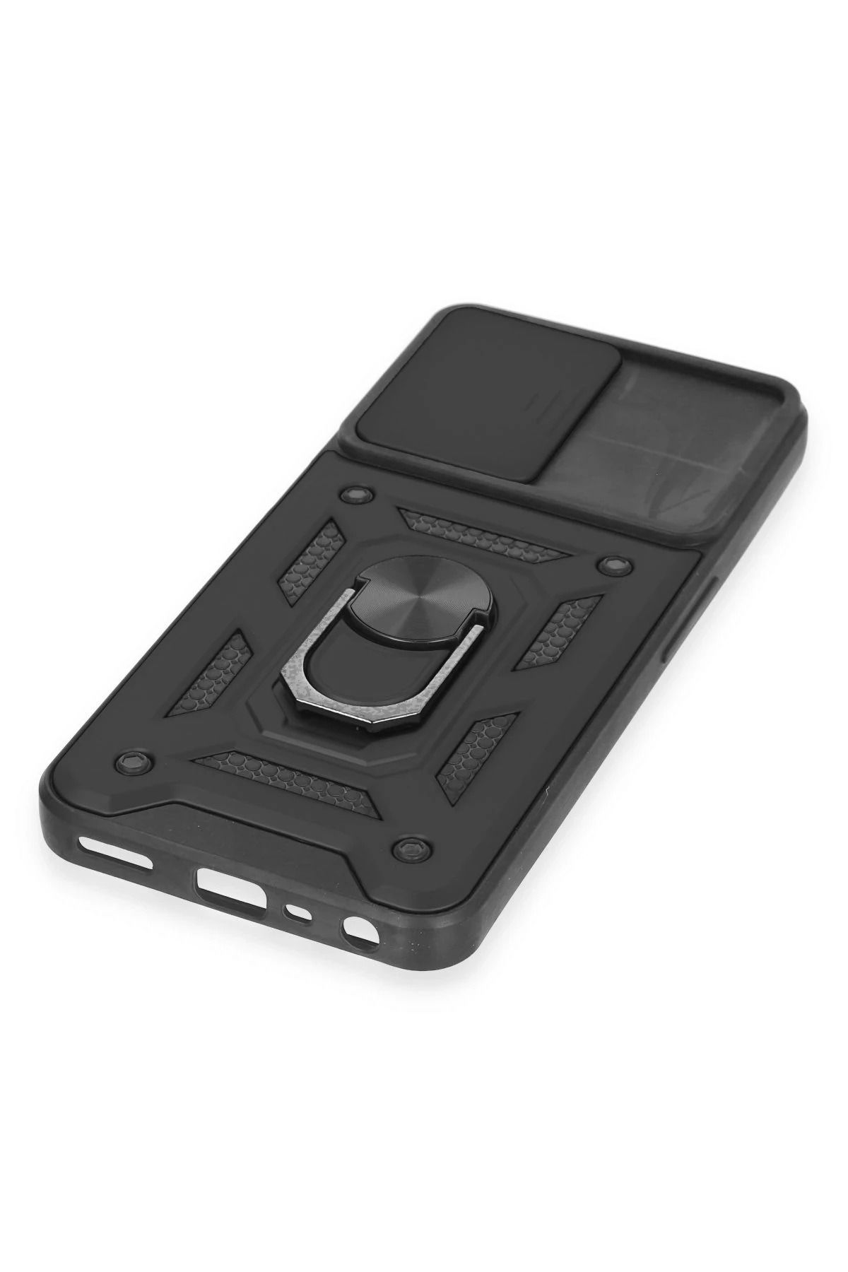 NewFace Realme C35 Kılıf Pars Lens Yüzüklü Silikon - Siyah FLKRY
