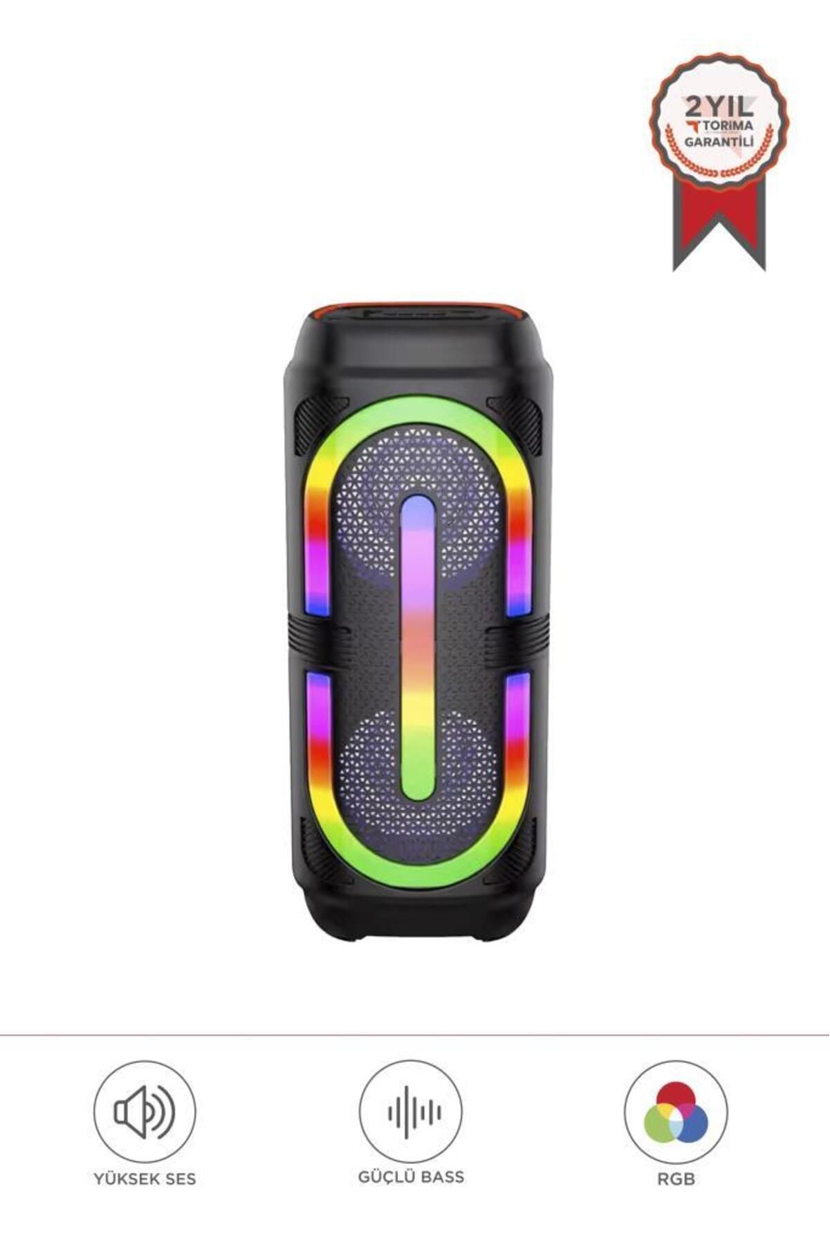 Torima GTS-2132 Siyah Mikrofonlu RGB Ledli Taşınabilir Bluetooth Hoparlör Parti Speaker