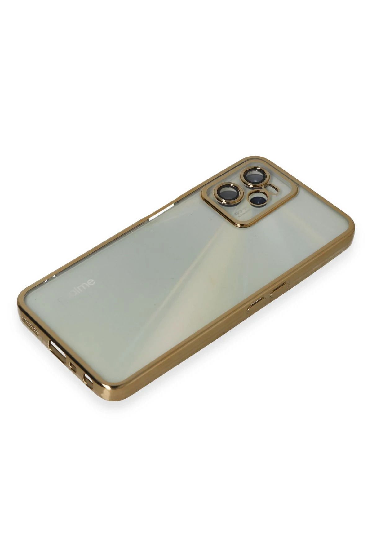 NewFace Realme C35 Kılıf Lensli Silikon - Gold YKTSN