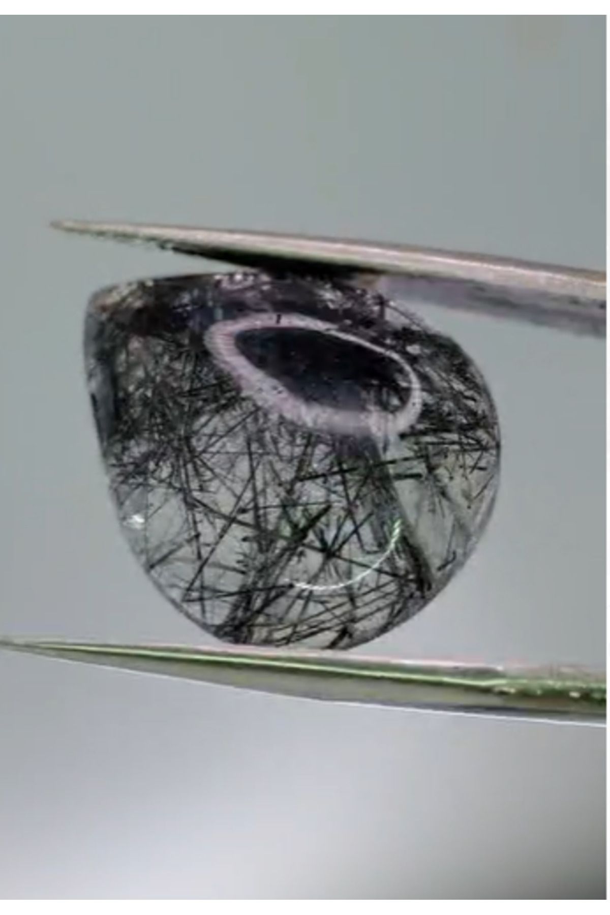 Aries 15.00ct 24.6x17.5mm Pear Natural Black Rutilated Quartz