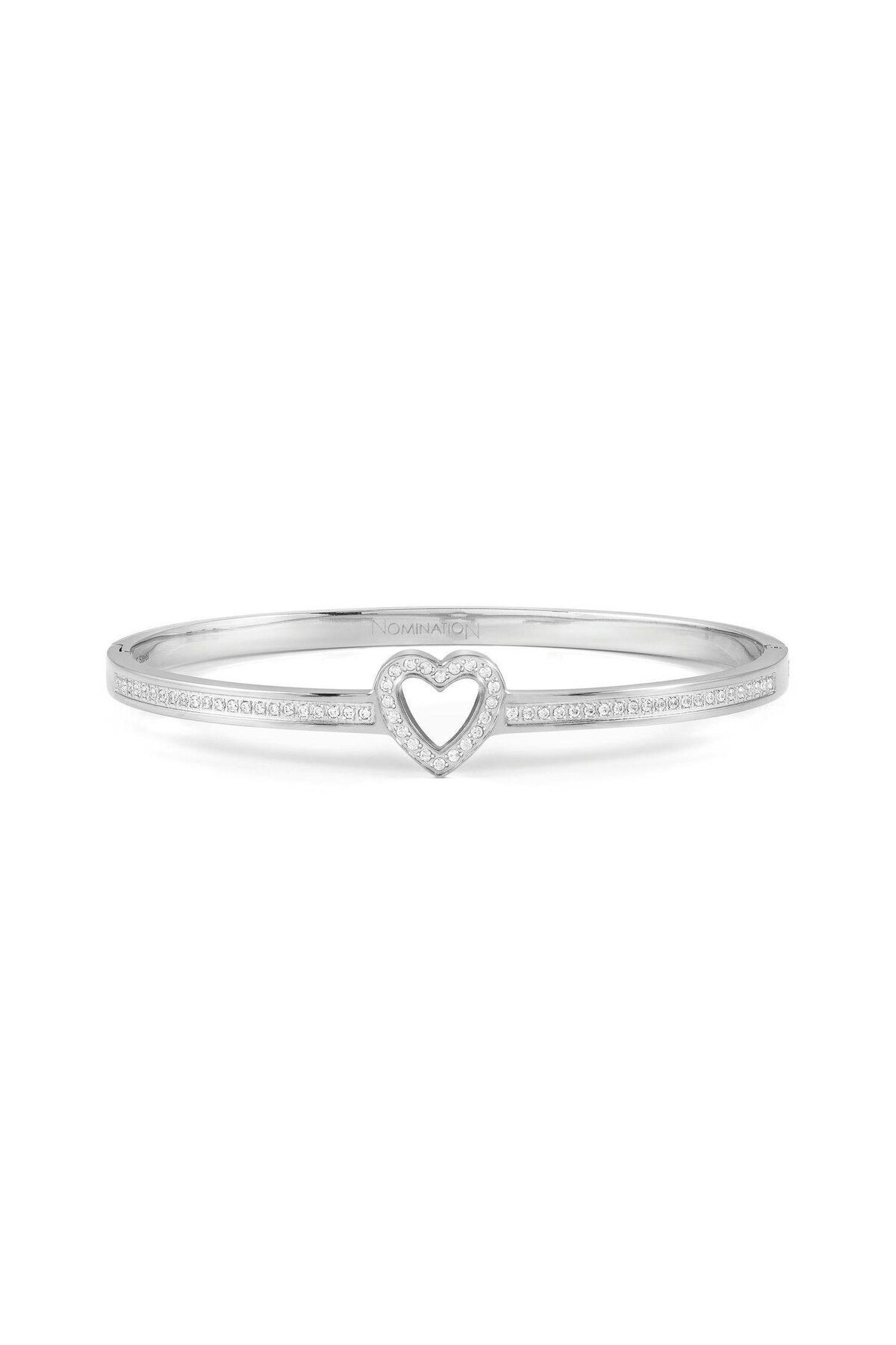 NOMİNATİON PRETTY BANGLES Bileklik Paslanmaz Çelik Zirkonlu Kalp Kelepçe SILVER