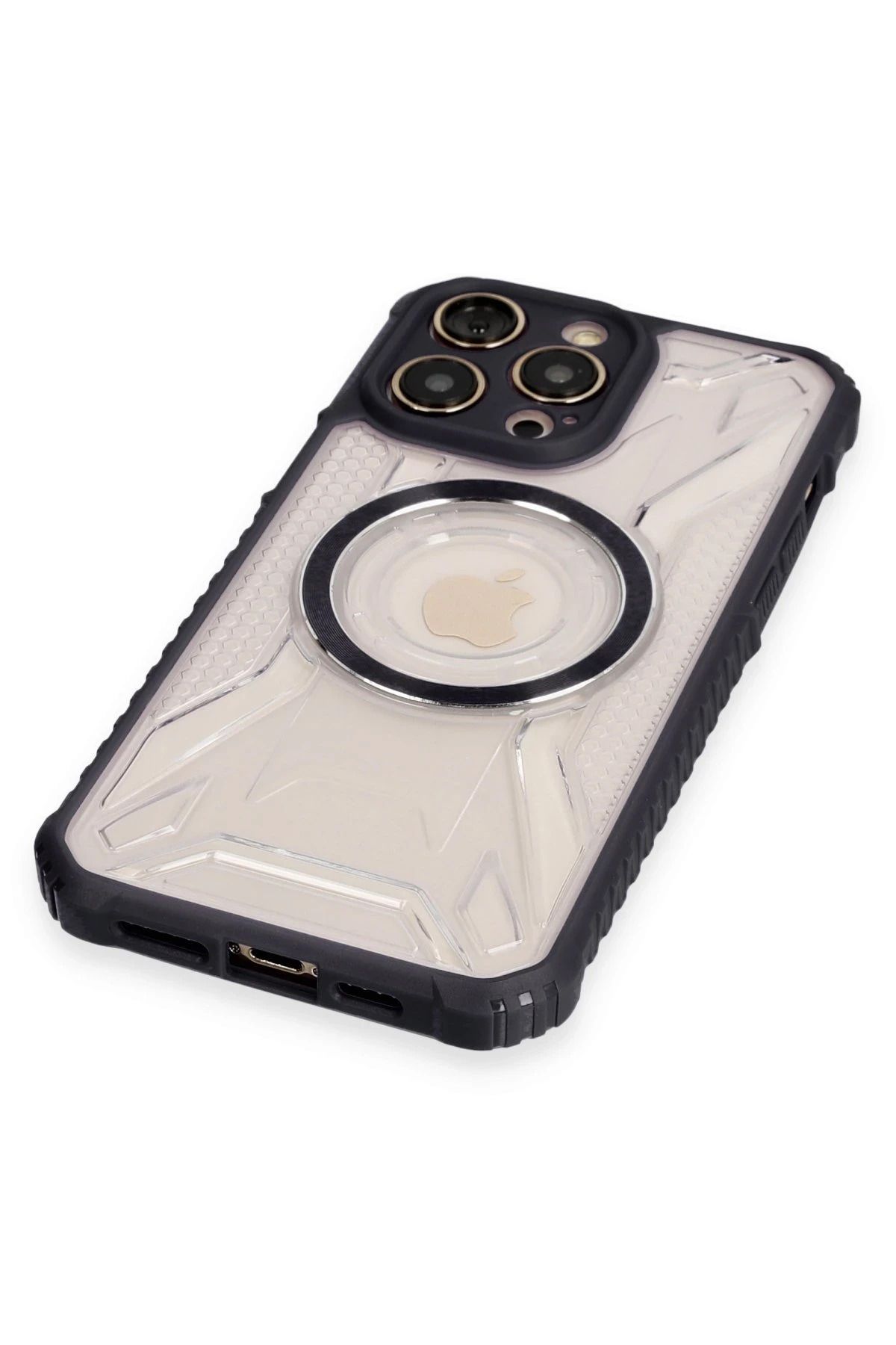 NewFace iPhone 12 Pro Kılıf Prag Magneticsafe Kapak - Siyah WLZOR