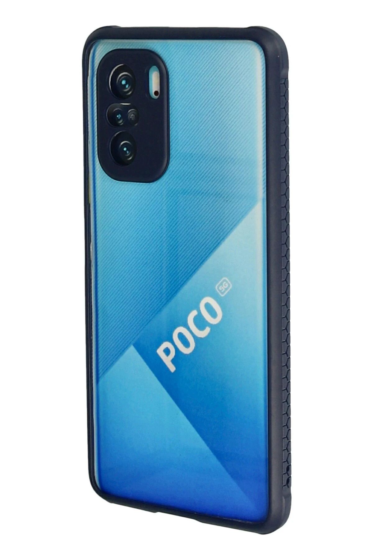 NewFace Xiaomi Poco F3 Kılıf Miami Şeffaf Silikon - Lacivert GLSTD