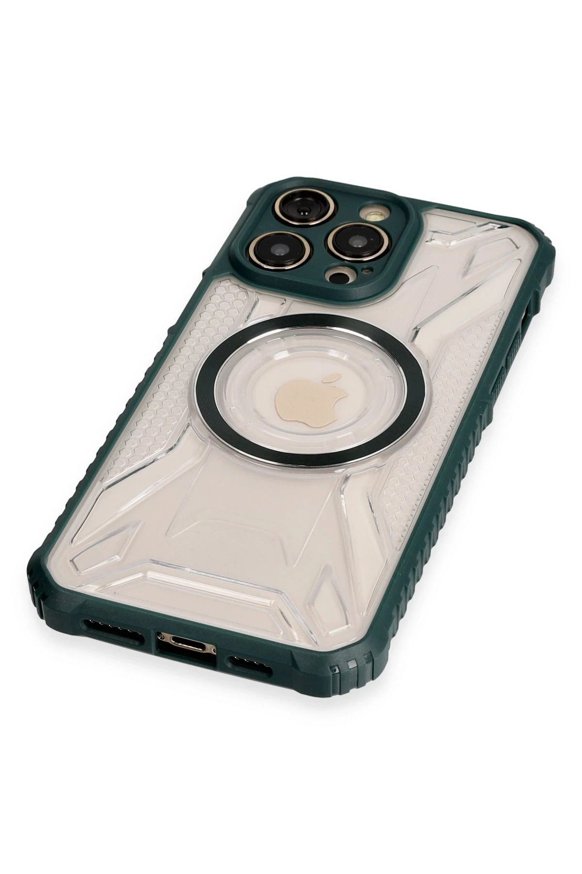 NewFace iPhone 13 Pro Kılıf Prag Magneticsafe Kapak - Koyu Yeşil GLSTD