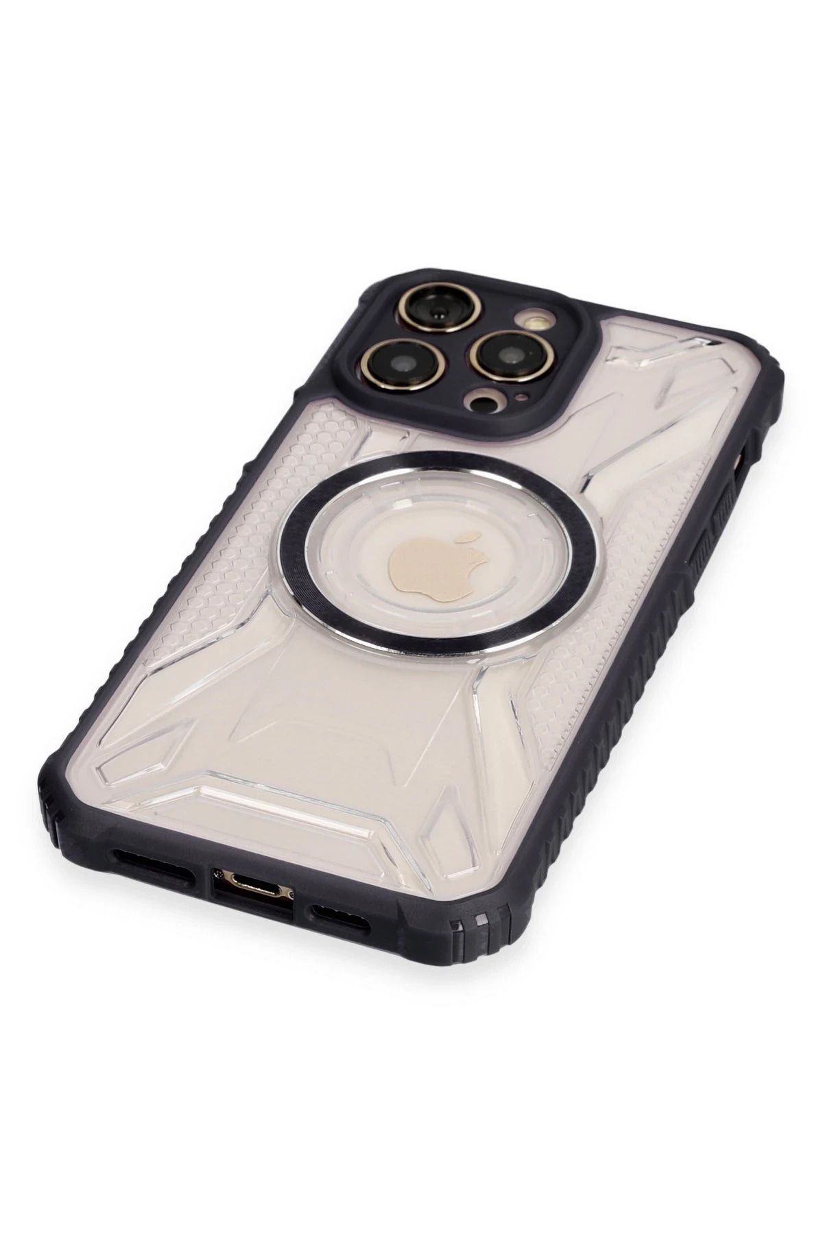 NewFace iPhone 13 Pro Max Kılıf Prag Magneticsafe Kapak - Siyah GLSTD