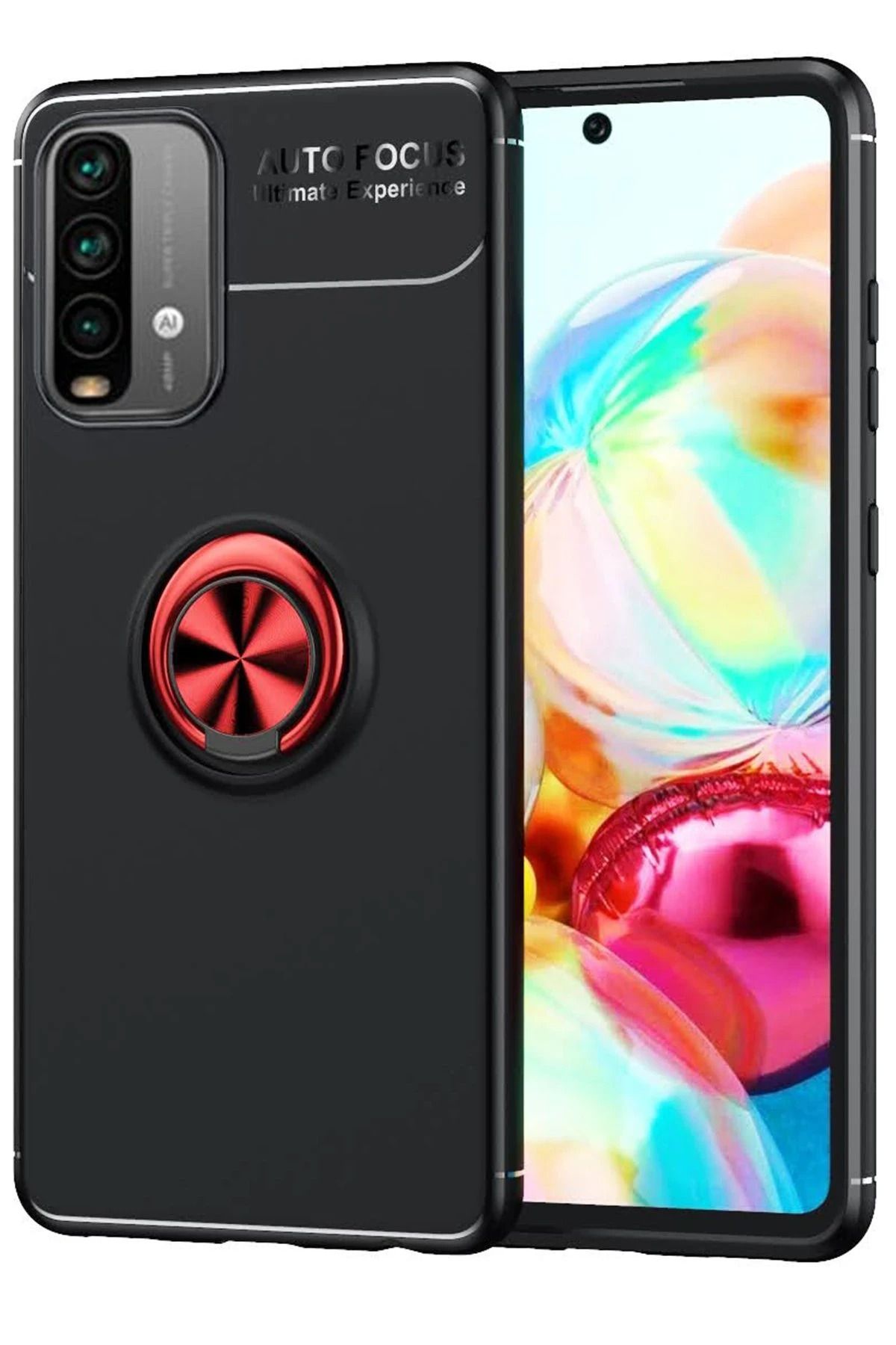NewFace Xiaomi Redmi Note 9 4G Kılıf Range Yüzüklü Silikon - Siyah GLSTD