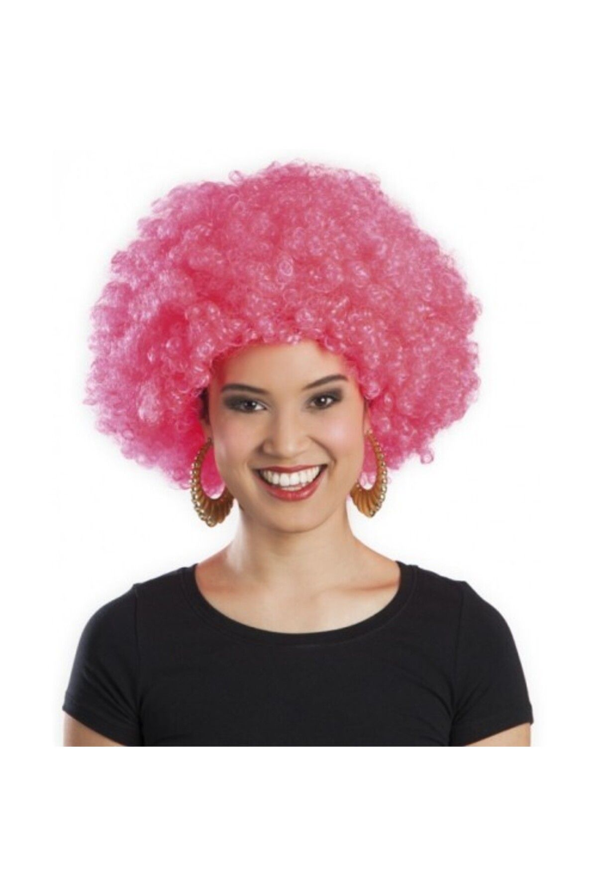 Otocub Pembe Renk Kıvırcık Afro Bonus Parti Peruğu