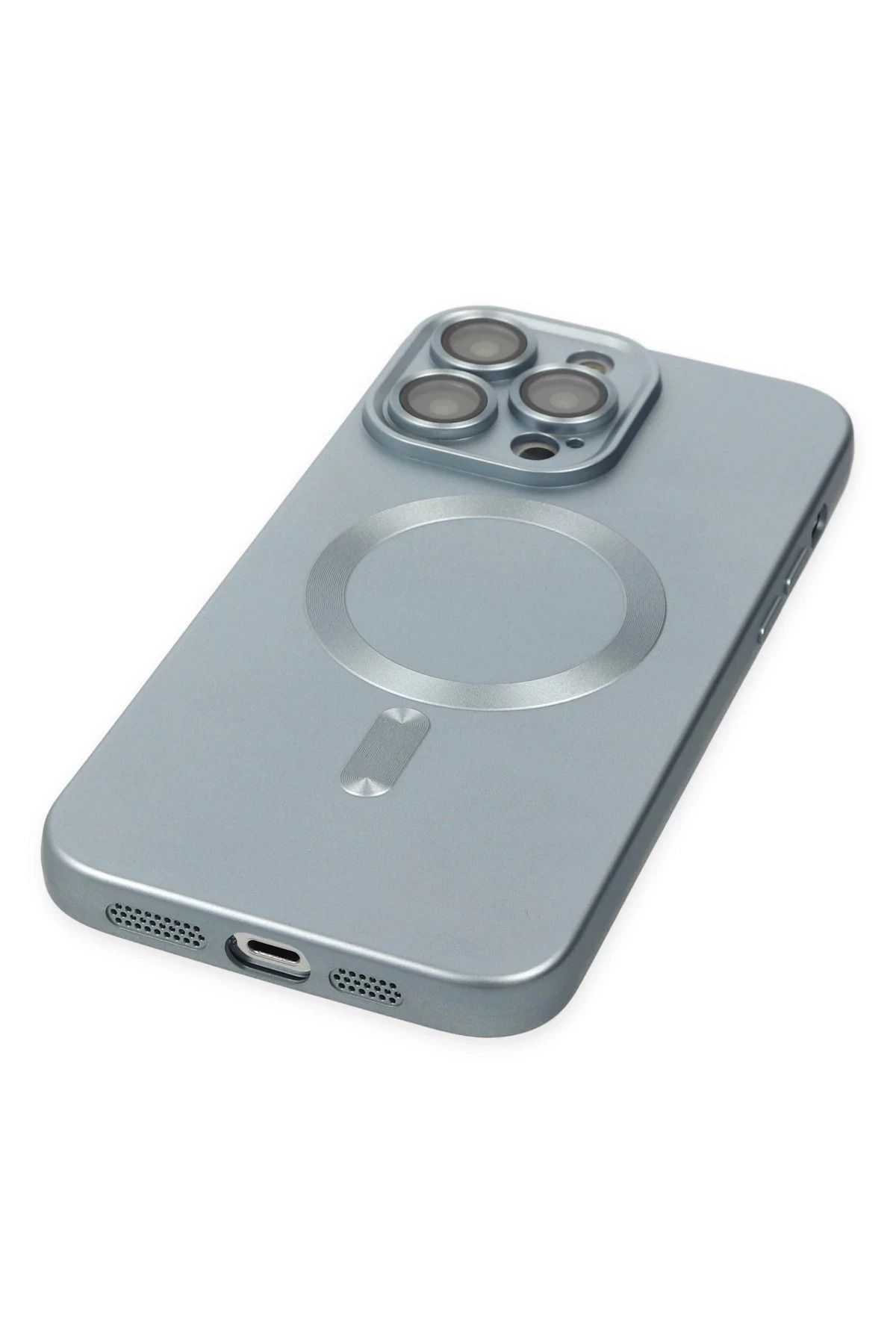 NewFace iPhone 14 Pro Kılıf Moshi Lens Magneticsafe Silikon - Sierra Blue GLSTD