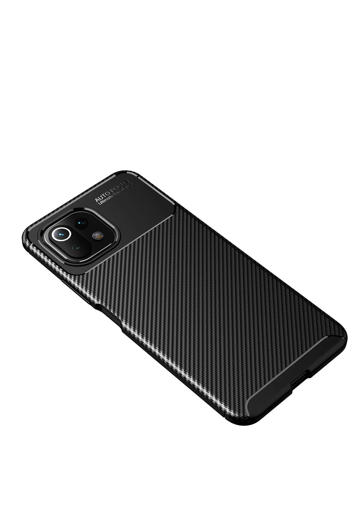 NewFace Xiaomi Mİ 11 Lite Kılıf Auto Focus Karbon Kapak - Siyah GLSTD