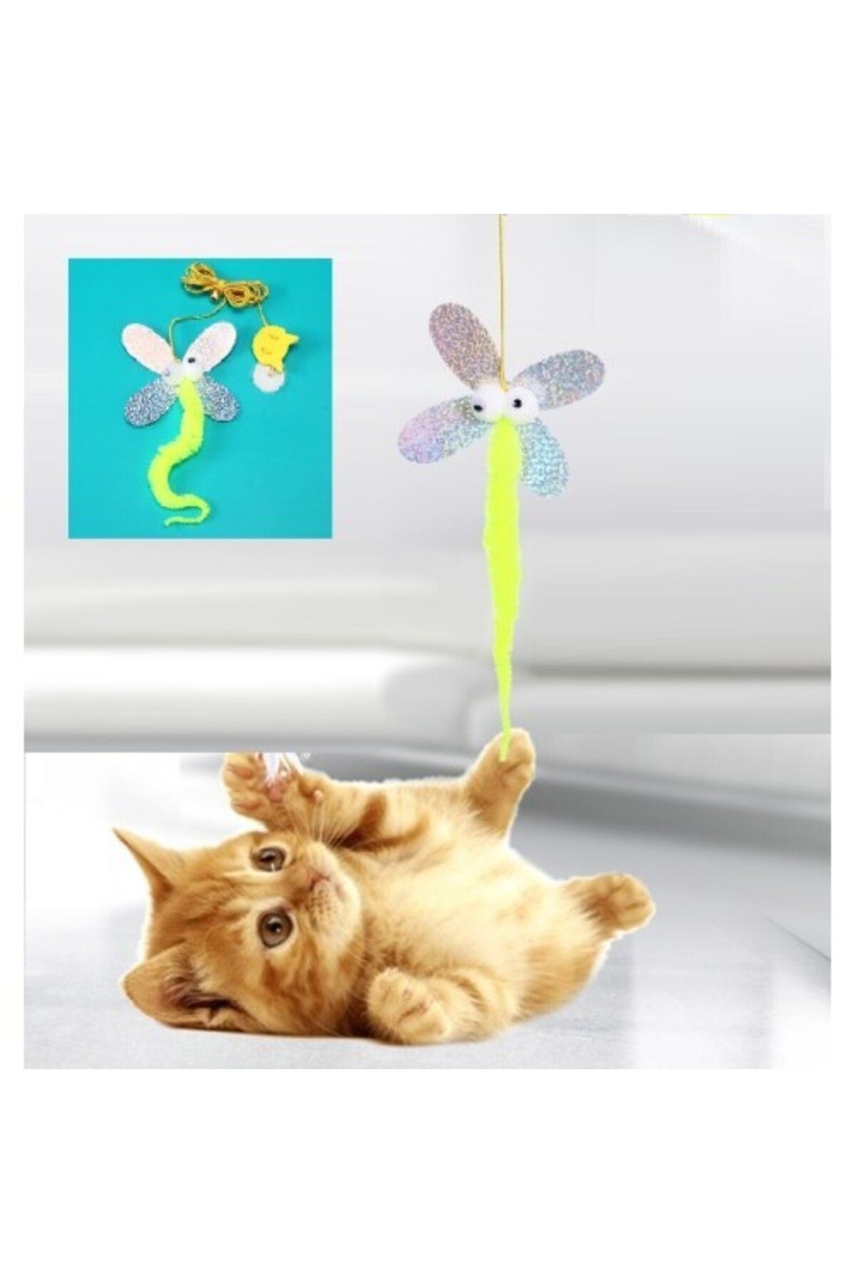 Otocub Kelebek Model Elastik Kendinden Yapışkanlı Kedi Oyun Oltası