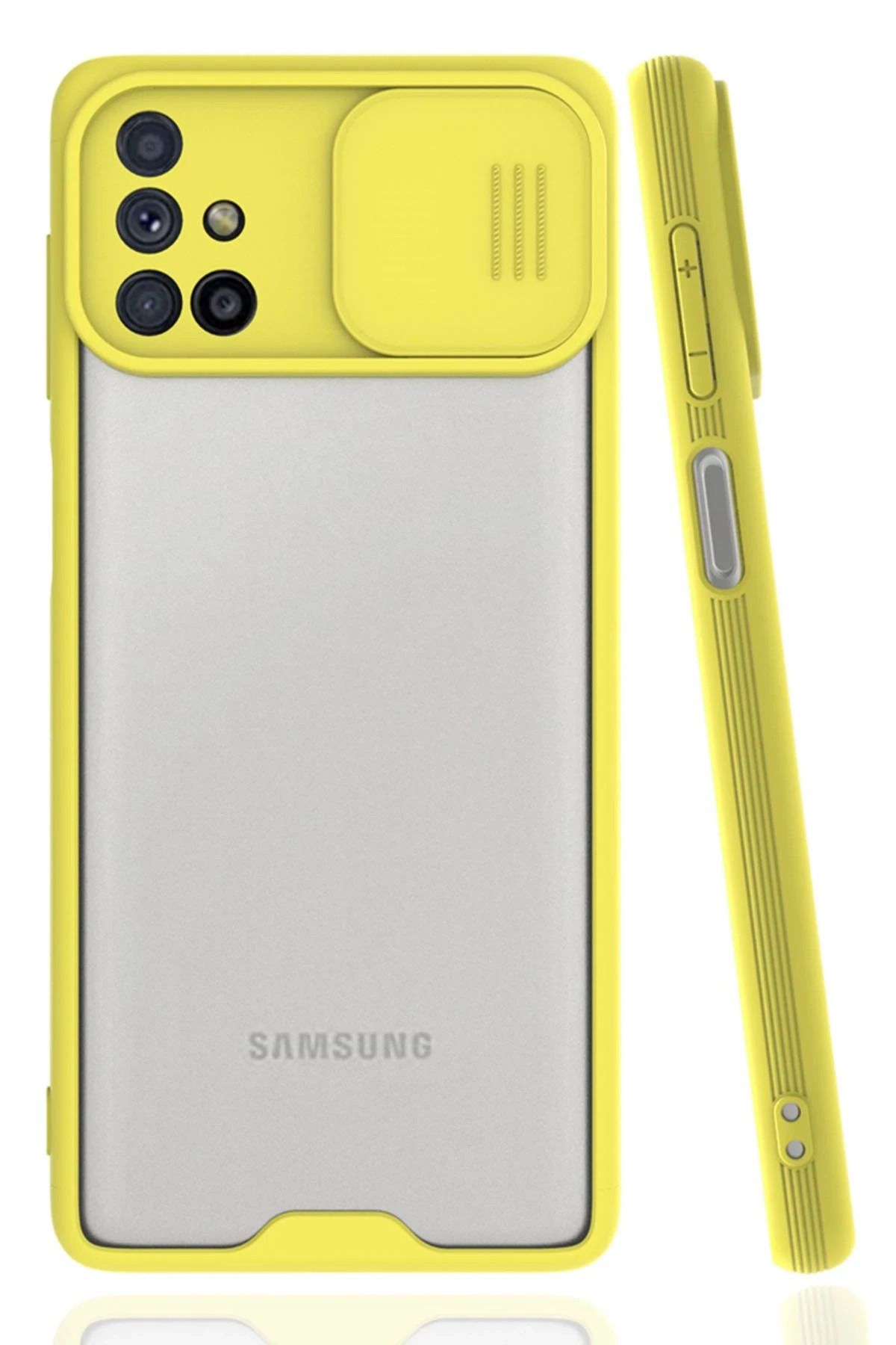 NewFace Samsung Galaxy M51 Kılıf Platin Kamera Koruma Silikon - Sarı GLSTD