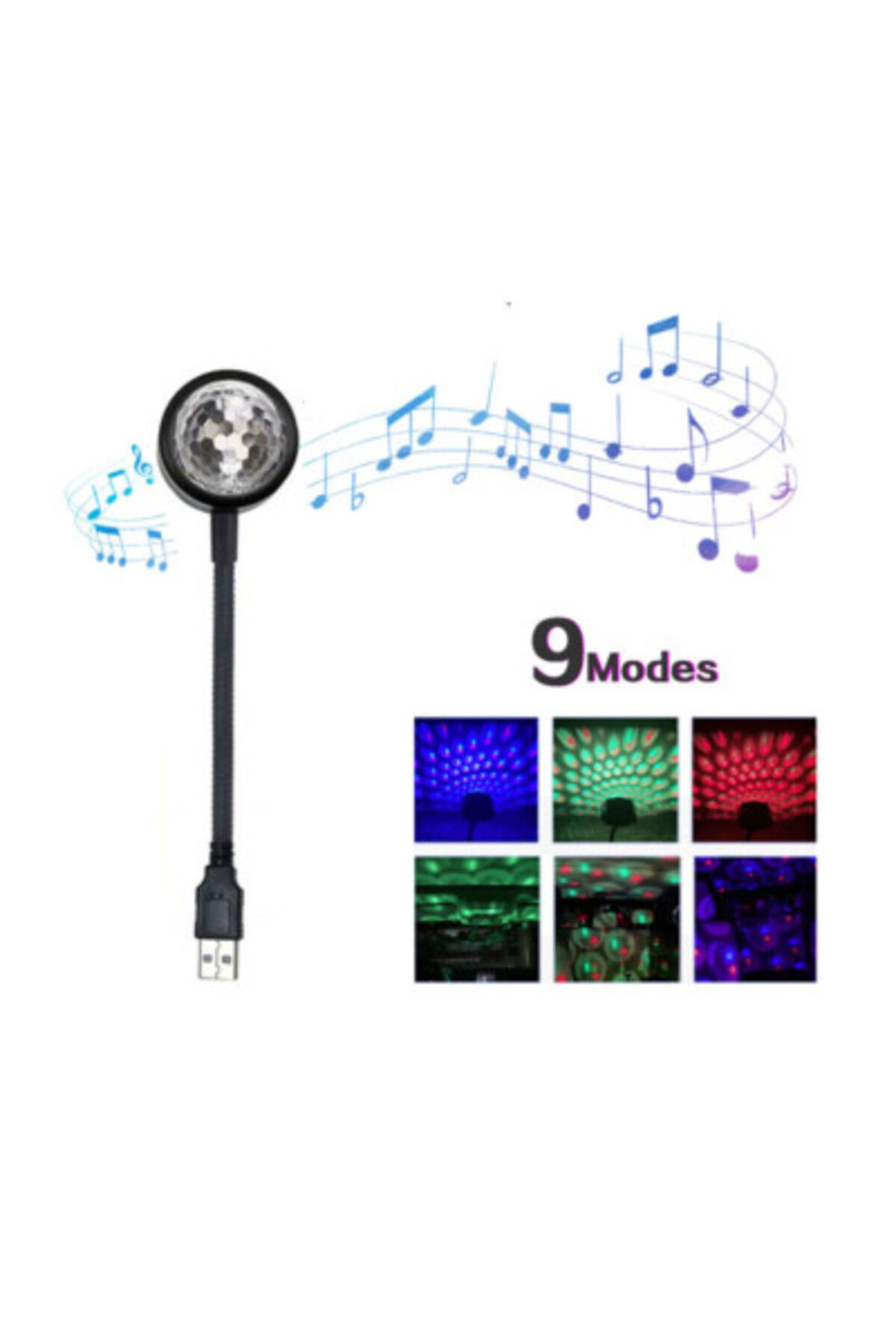 FEMEX Mini Disco Led USB 18cm 9 Modlu Müziğe Duyarlı