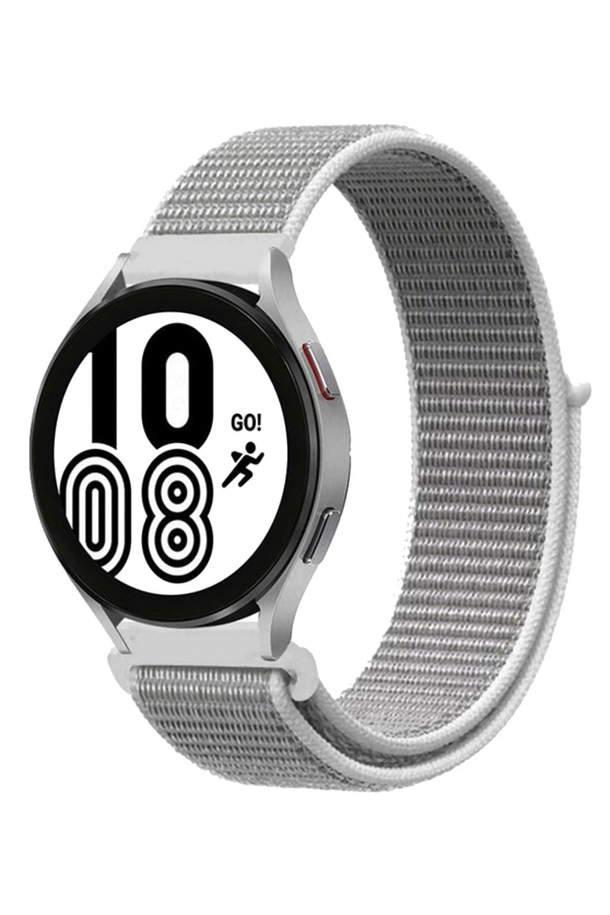 NewFace Samsung Galaxy Watch 4 Hasırlı Cırtcırtlı Kordon - Beyaz WLZOR