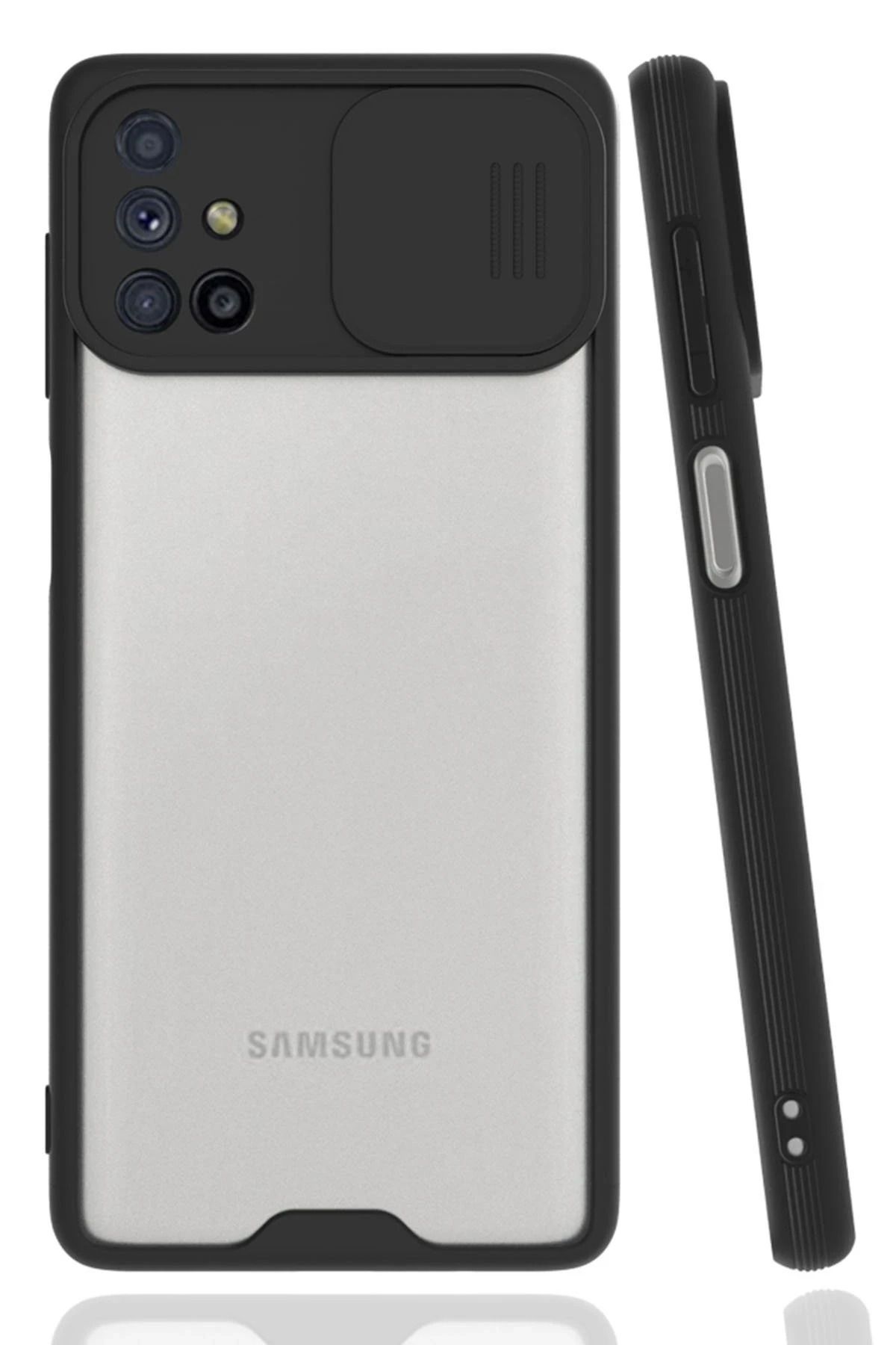 NewFace Samsung Galaxy M51 Kılıf Platin Kamera Koruma Silikon - Siyah GLSTD
