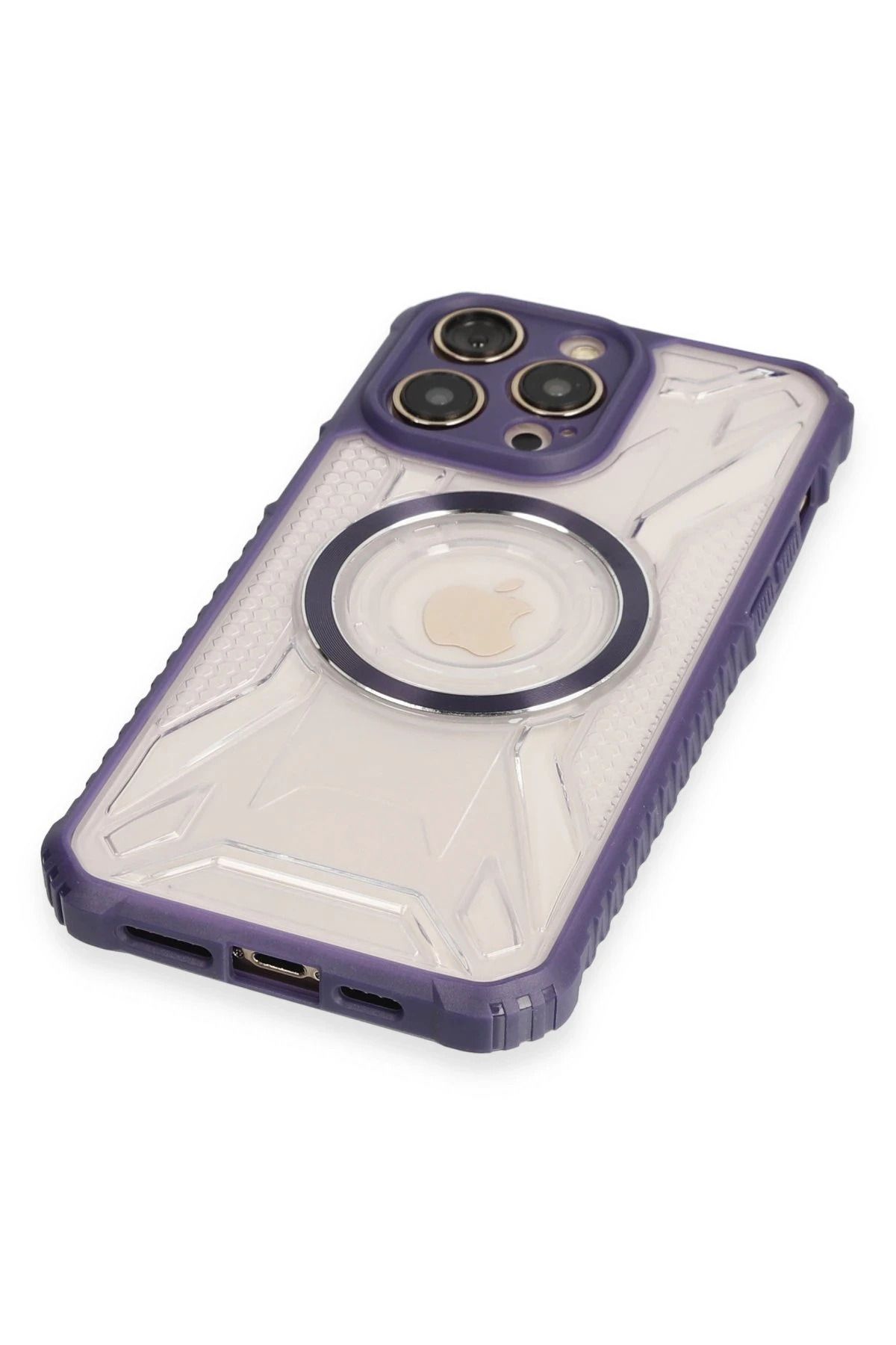 NewFace iPhone 13 Pro Max Kılıf Prag Magneticsafe Kapak - Derin Mor GLSTD