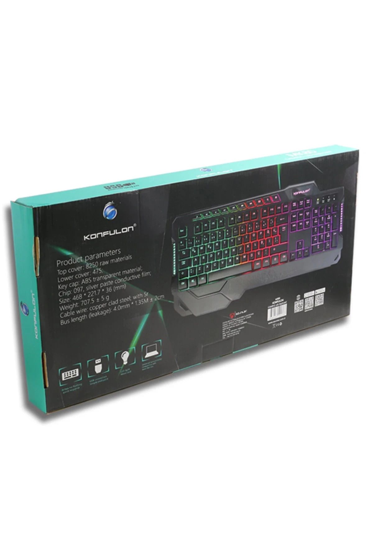 Konfulon MK80 RGB Işıklı Türkçe Q Kablolu Mekanik Hisli Klavye GLSTD