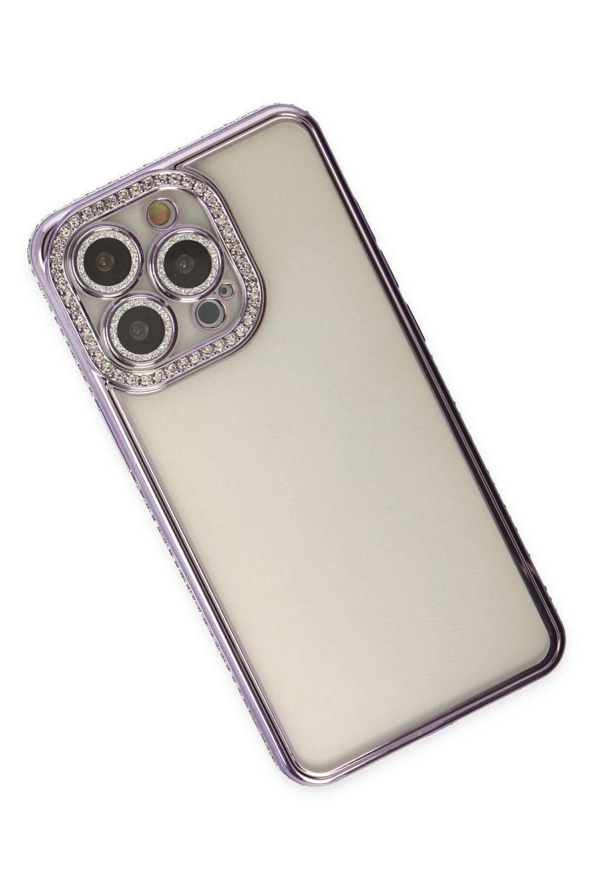 NewFace iPhone 14 Pro Kılıf Joke Taşlı Silikon - Mor SVLRS