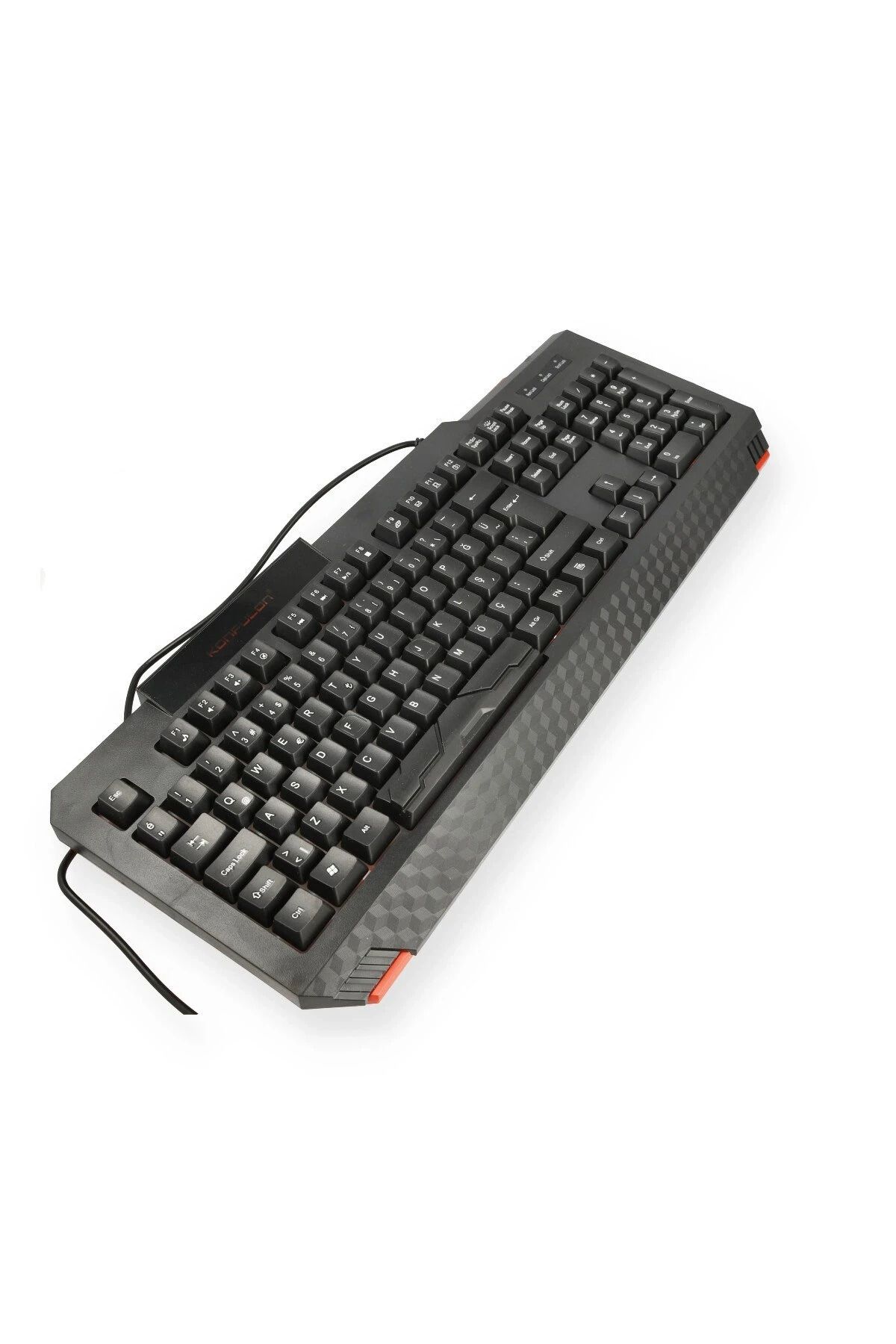 Konfulon V1 RGB Işıklı Metal Yüzey Türkçe Q Kablolu Gaming Klavye GLSTD