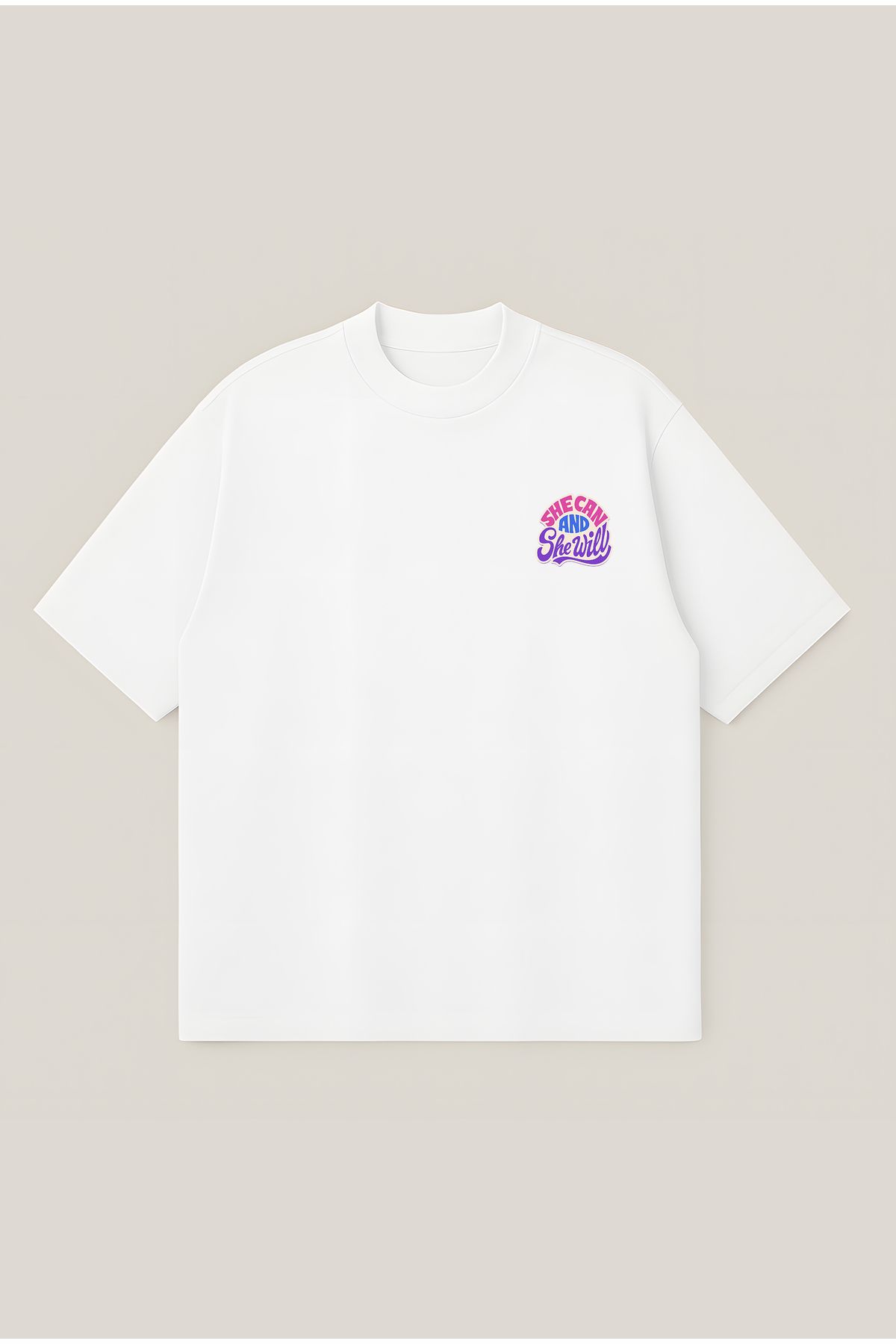 Moon Dancer She Can Unisex Oversize Baskılı Boxy Fit Kalın Kumaşlı T-shirt