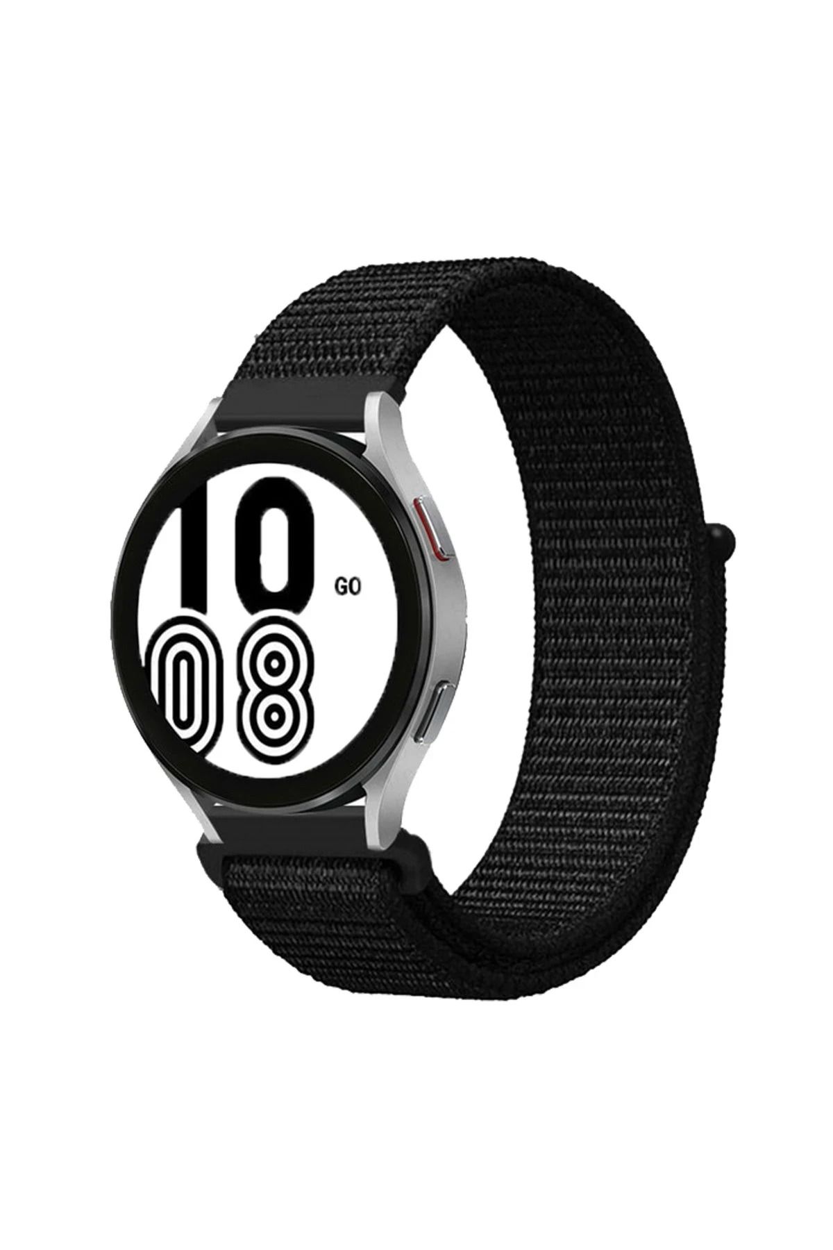 NewFace Samsung Galaxy Watch 4 Hasırlı Cırtcırtlı Kordon - Siyah SVLRS