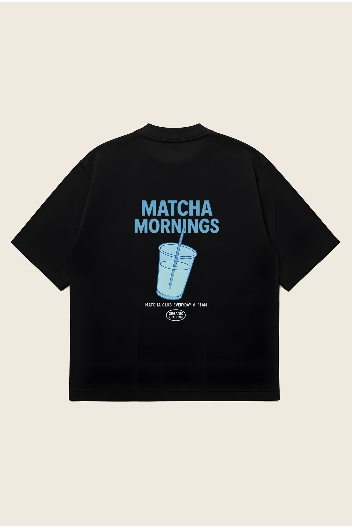 Moon Dancer Matcha Unisex Oversize Baskılı Boxy Fit Kalın Kumaşlı T-shirt