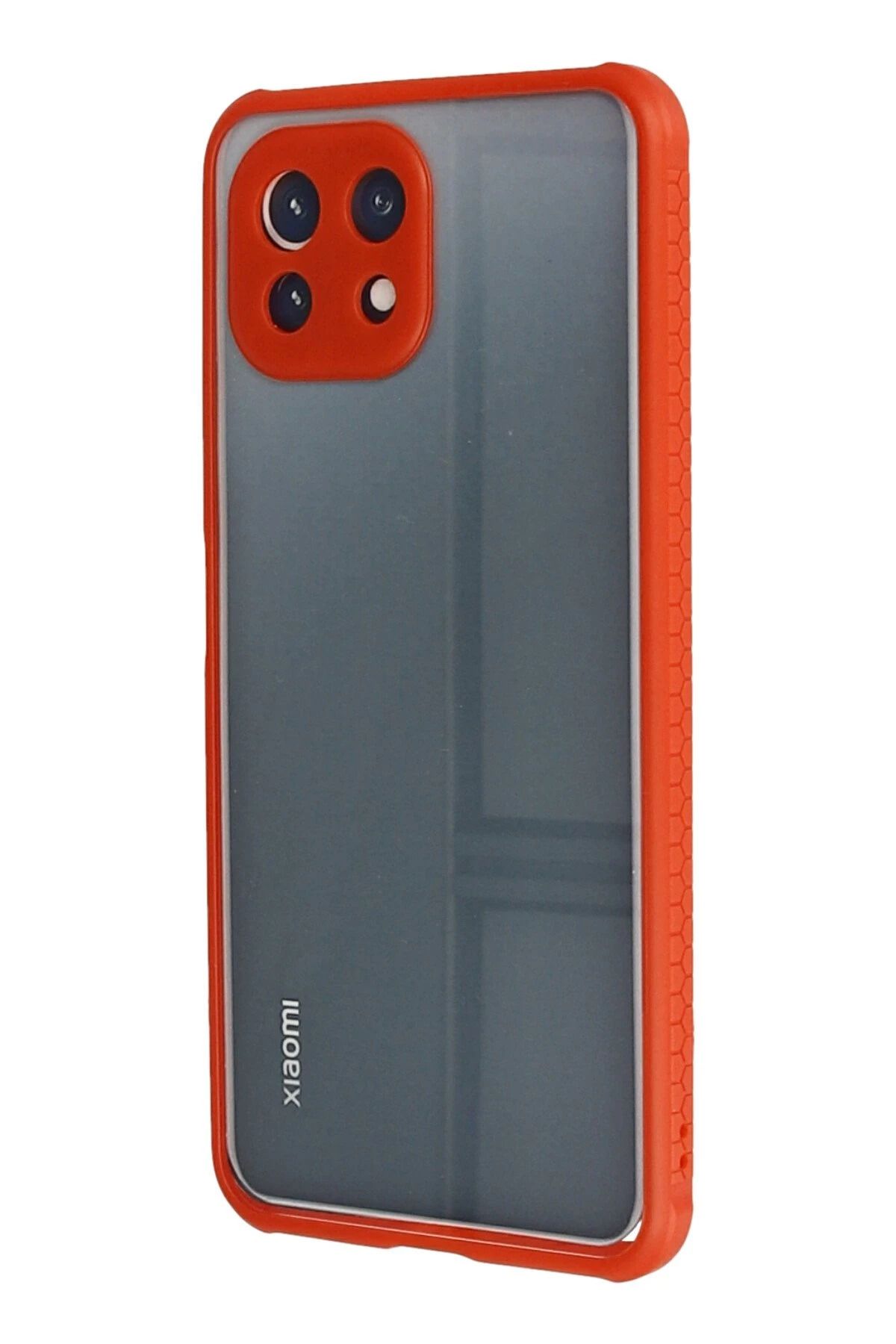 NewFace Xiaomi Mİ 11 Lite Kılıf Miami Şeffaf Silikon - Kırmızı GLSTD