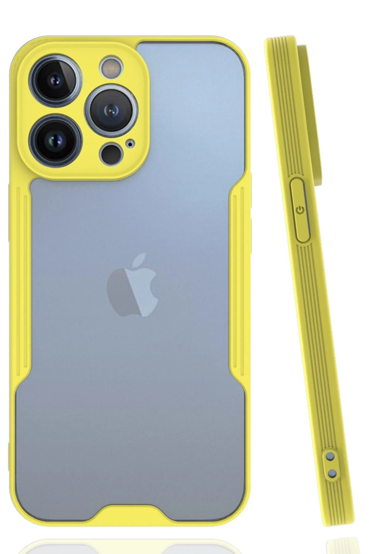 NewFace iPhone 14 Pro Max Kılıf Platin Silikon - Sarı GLSTD