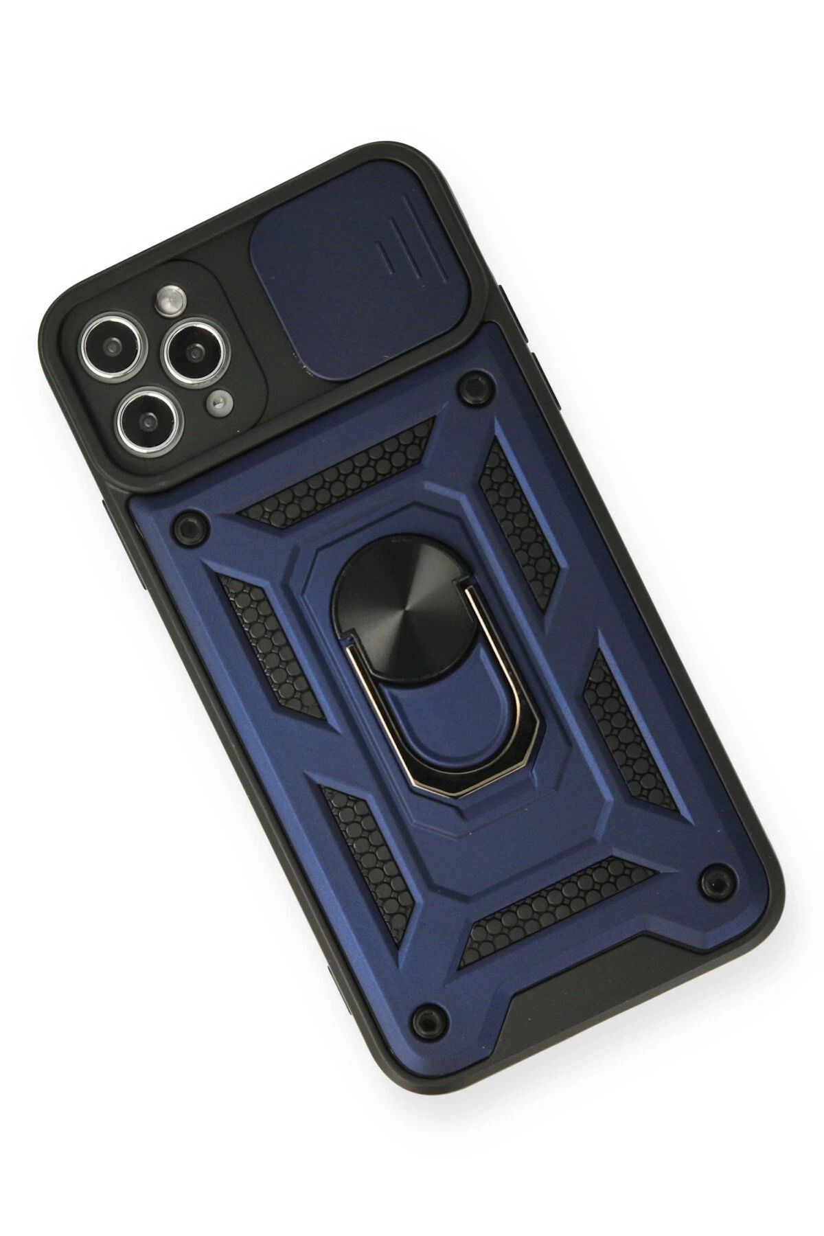 NewFace iPhone 11 Pro Kılıf Pars Lens Yüzüklü Silikon - Lacivert GLSTD