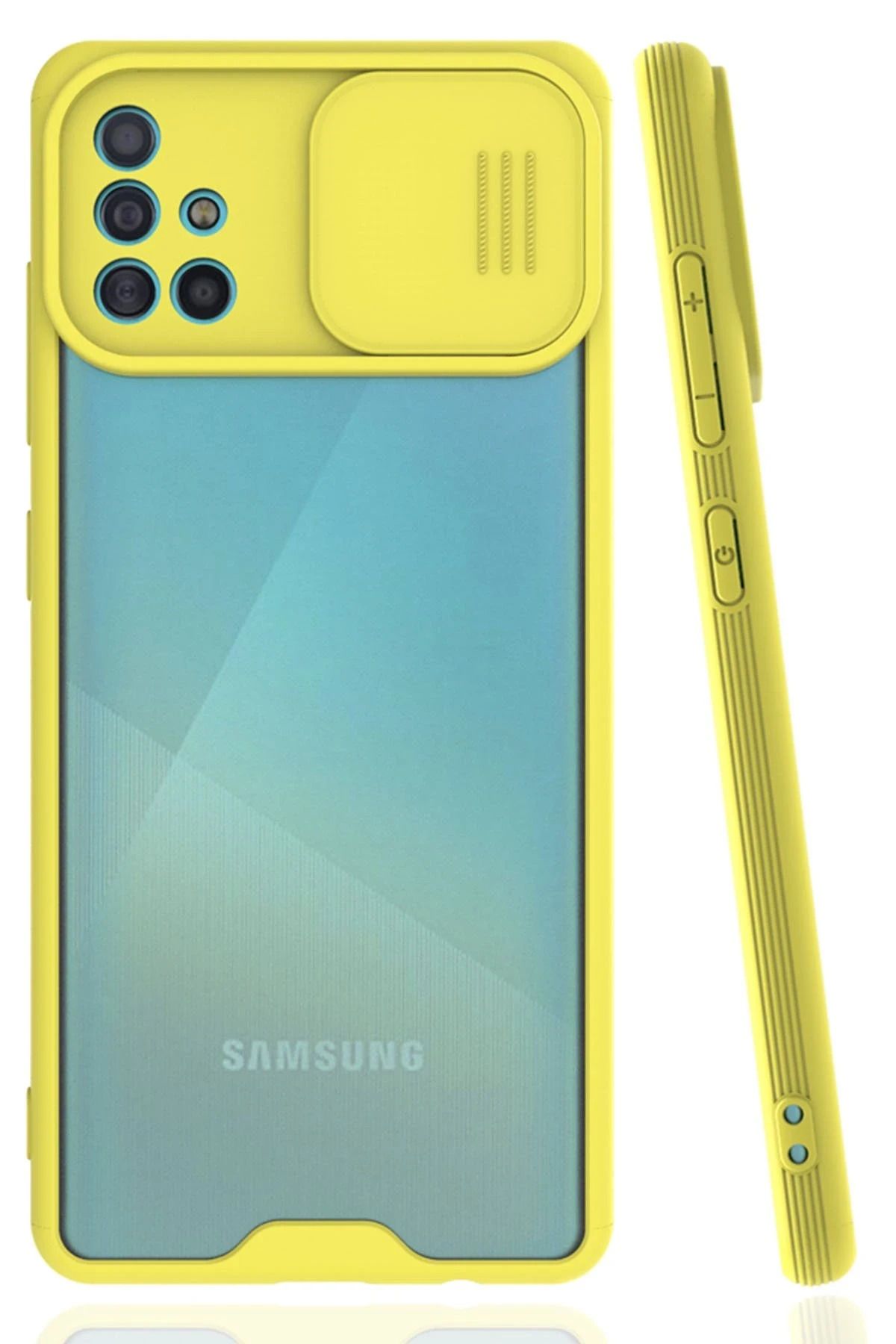 NewFace Samsung Galaxy A51 Kılıf Platin Kamera Koruma Silikon - Sarı GLSTD