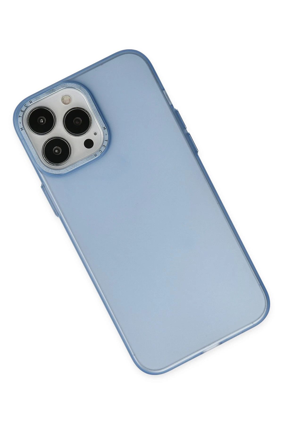 NewFace iPhone 13 Pro Max Kılıf Modos Metal Kapak - Mavi SVLRS