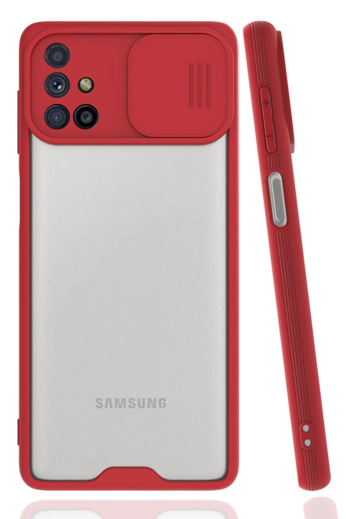 NewFace Samsung Galaxy M31S Kılıf Platin Kamera Koruma Silikon - Kırmızı GLSTD