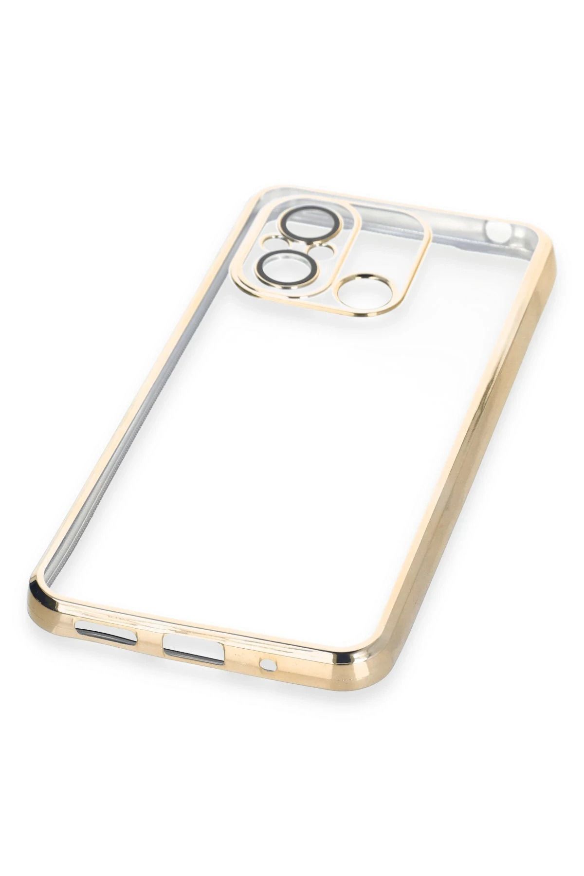 NewFace Xiaomi Redmi 12C Kılıf Lensli Silikon - Gold GLSTD